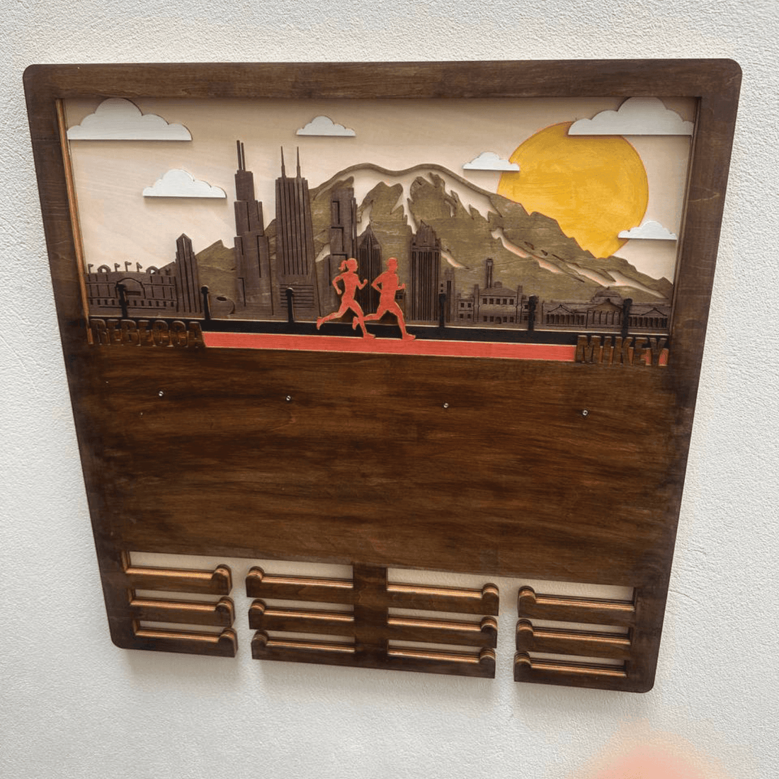 Chicago Running & Cycling Wooden Medal Hanger – Personalized Medal Display for Runners & Cyclists | Championhanger