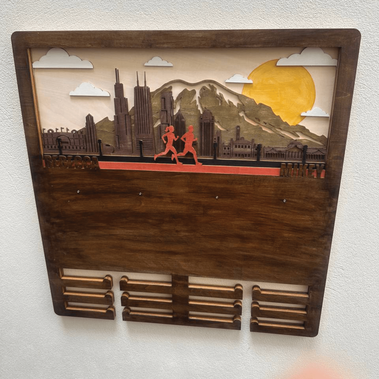 Chicago Running & Cycling Wooden Medal Hanger – Personalized Medal Display for Runners & Cyclists | Championhanger