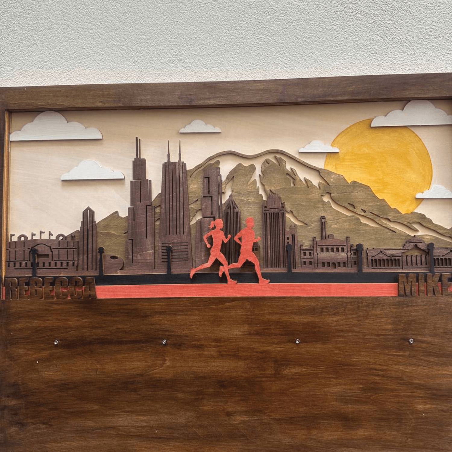 Chicago Running & Cycling Wooden Medal Hanger – Personalized Medal Display for Runners & Cyclists | Championhanger