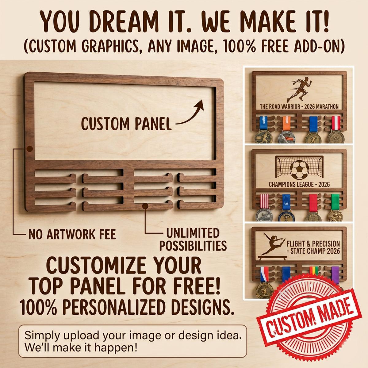 100% Personalized wooden Medal Holder