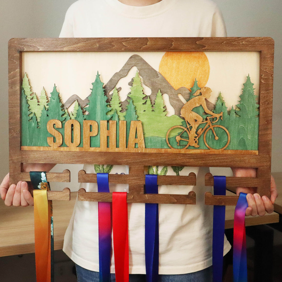Custom Name Bicycle Medal Holder, Custom medal holder, ChampionHanger Running gifts - Champion Hanger