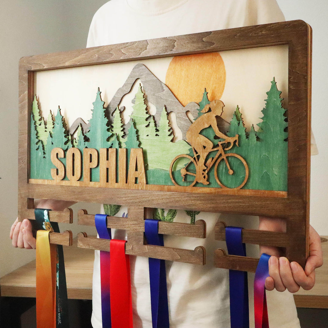 Custom Name Bicycle Medal Holder, Custom medal holder, ChampionHanger Running gifts - Champion Hanger