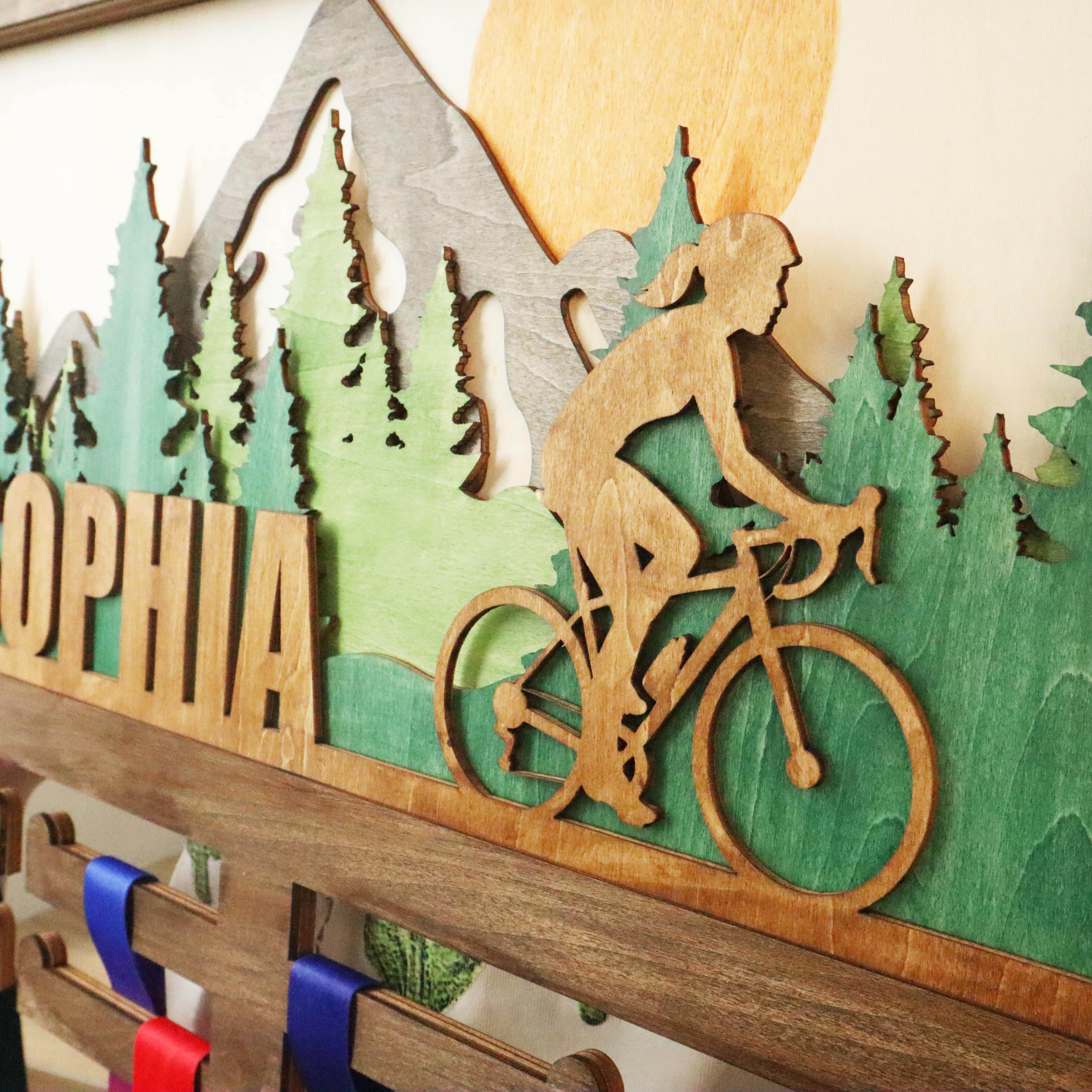 Custom Name Bicycle Medal Holder, Custom medal holder, ChampionHanger Running gifts - Champion Hanger