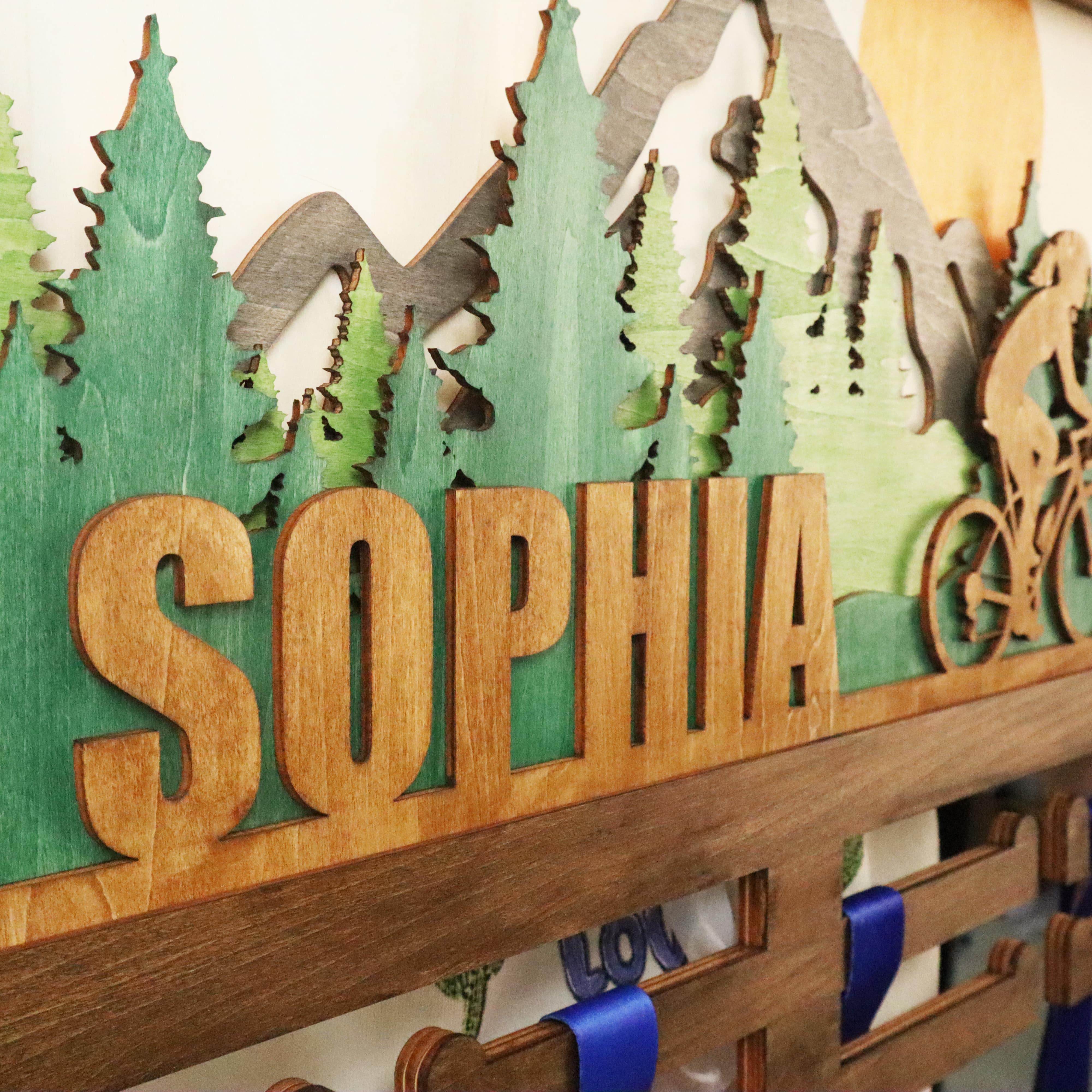 Custom Name Bicycle Medal Holder, Custom medal holder, ChampionHanger Running gifts - Champion Hanger