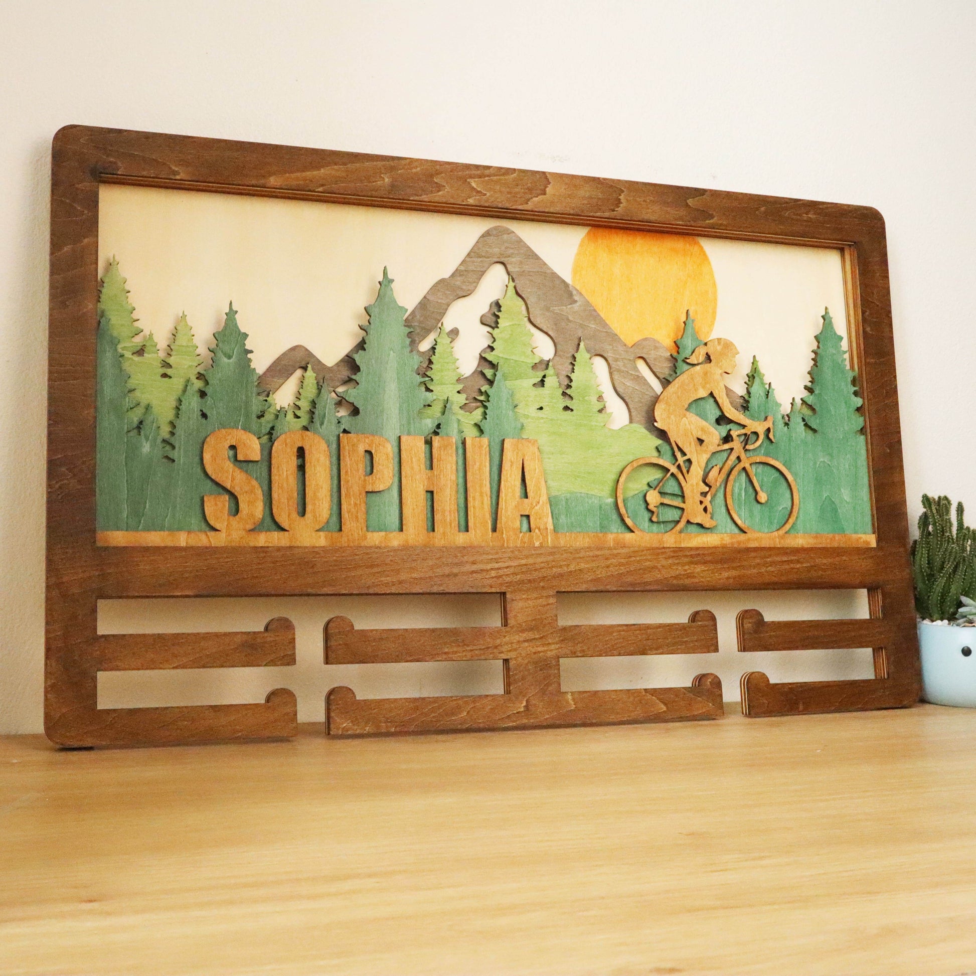 Custom Name Bicycle Medal Holder, Custom medal holder, ChampionHanger Running gifts - Champion Hanger