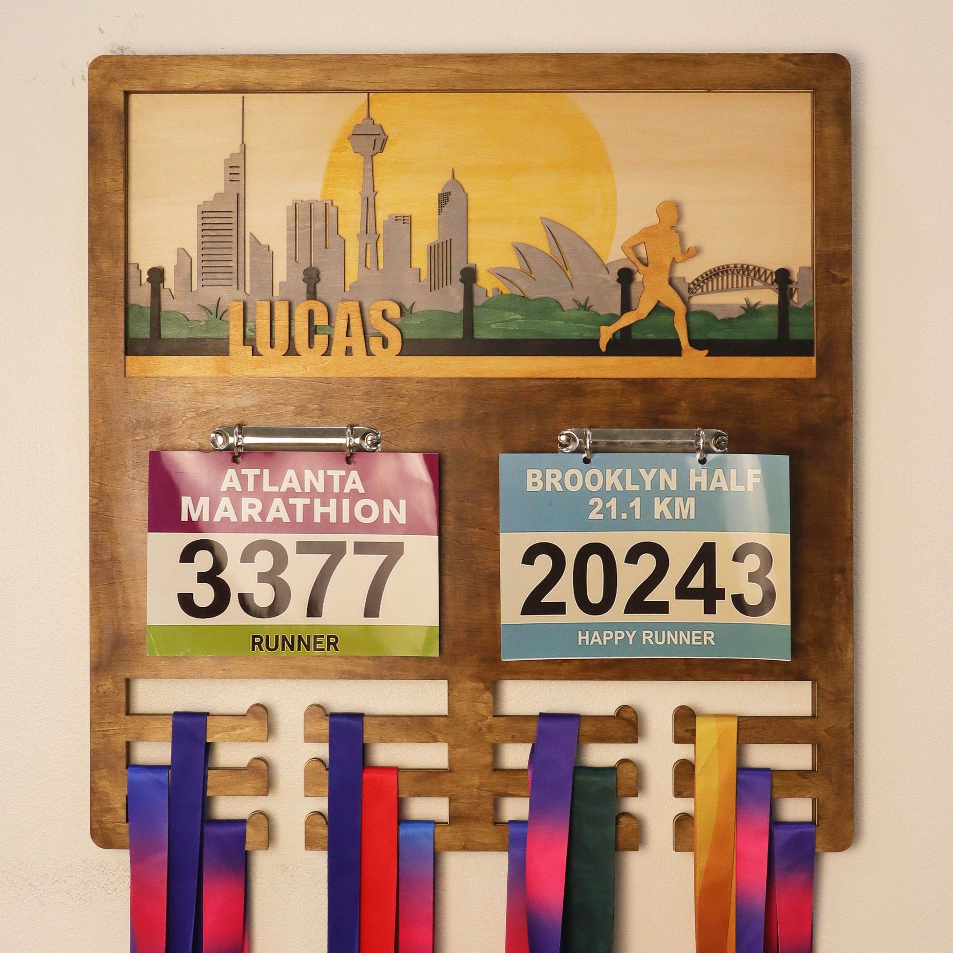 Custom Runner Medal Holder with Sydney Skyline, ChampionHanger running gifts - Champion Hanger