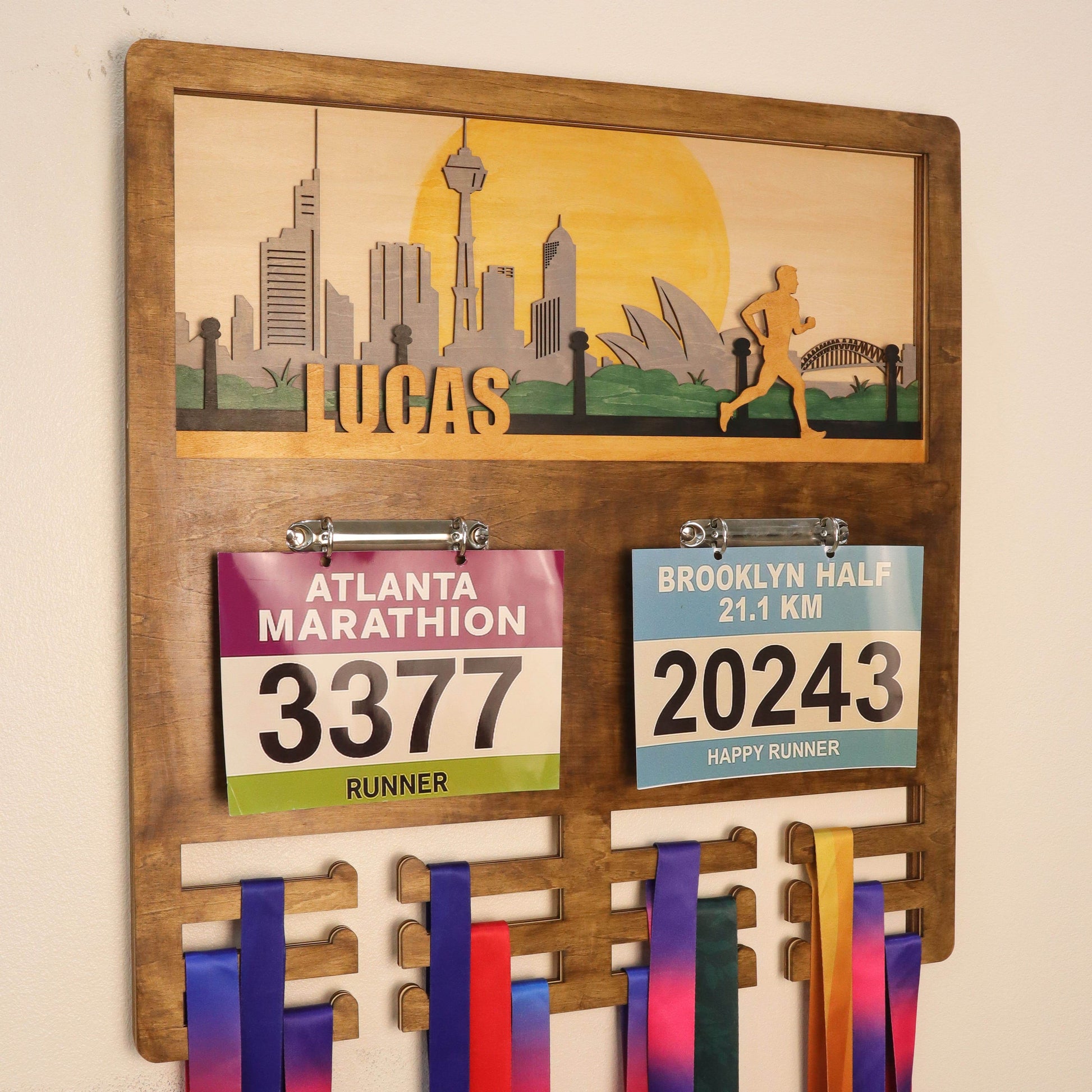 Custom Runner Medal Holder with Sydney Skyline, ChampionHanger running gifts - Champion Hanger