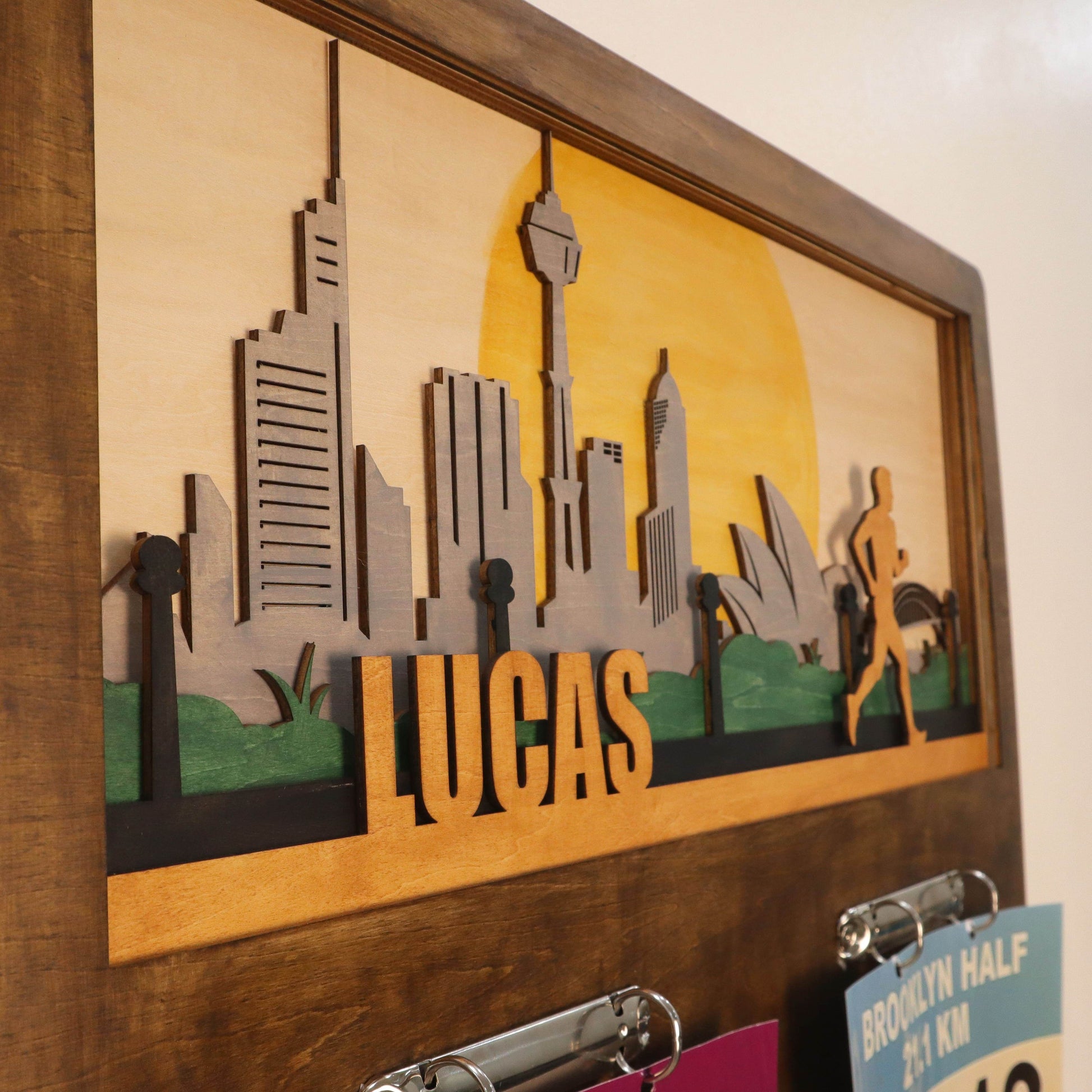 Custom Runner Medal Holder with Sydney Skyline, ChampionHanger running gifts - Champion Hanger