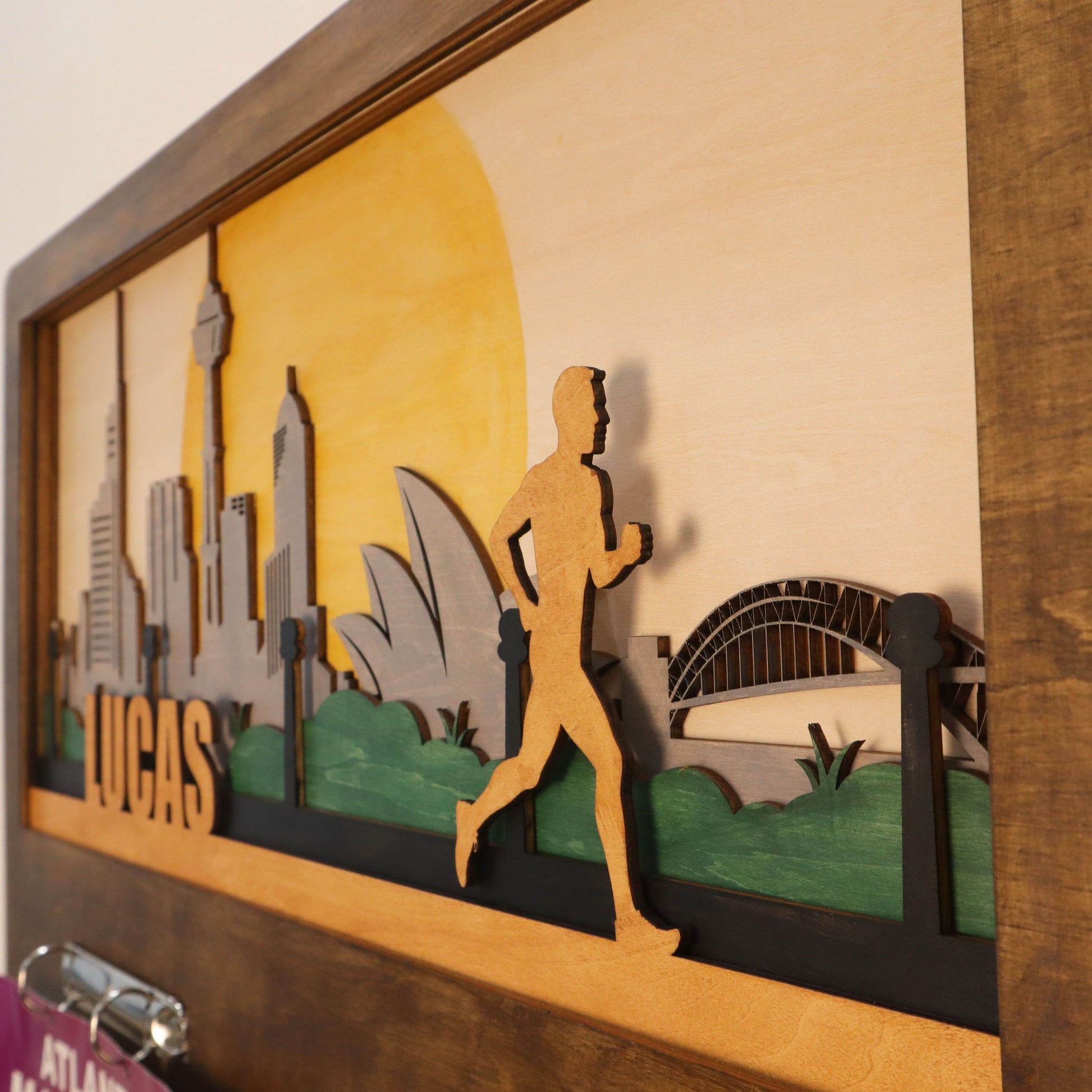 Custom Runner Medal Holder with Sydney Skyline, ChampionHanger running gifts - Champion Hanger