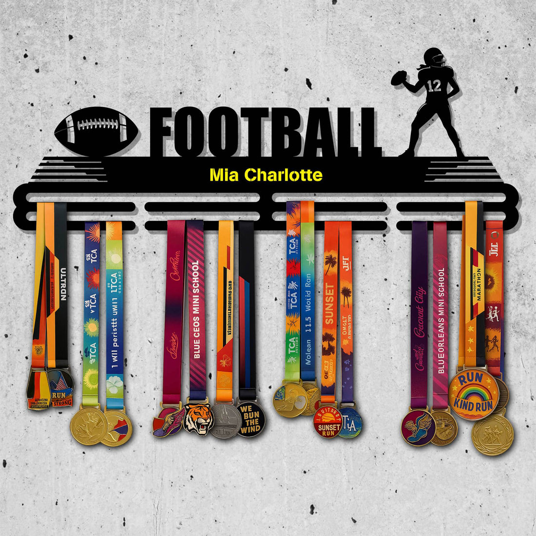 Metal Football Medal Holder – Metal Hanger for Football Awards – Stainless Steel Display Rack - Champion Hanger