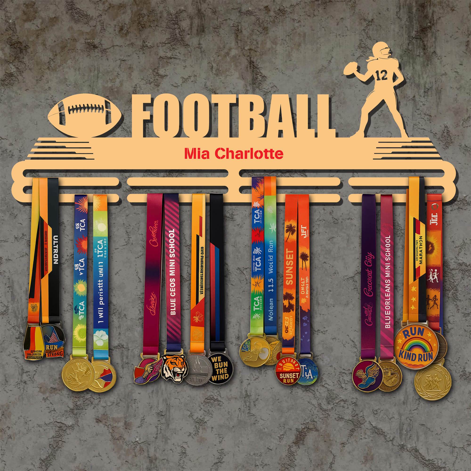 Metal Football Medal Holder – Metal Hanger for Football Awards – Stainless Steel Display Rack - Champion Hanger