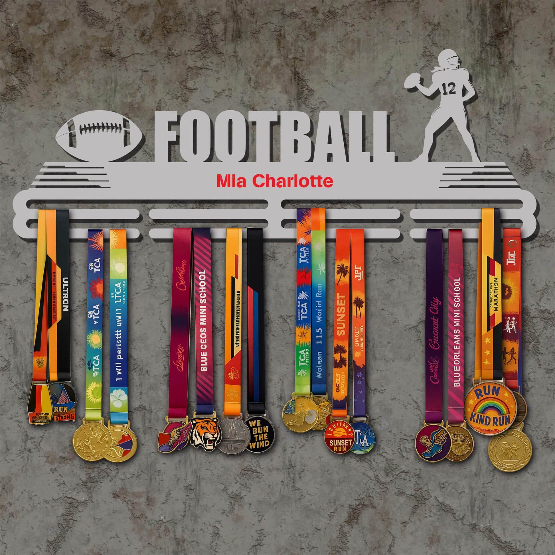 Metal Football Medal Holder – Metal Hanger for Football Awards – Stainless Steel Display Rack - Champion Hanger