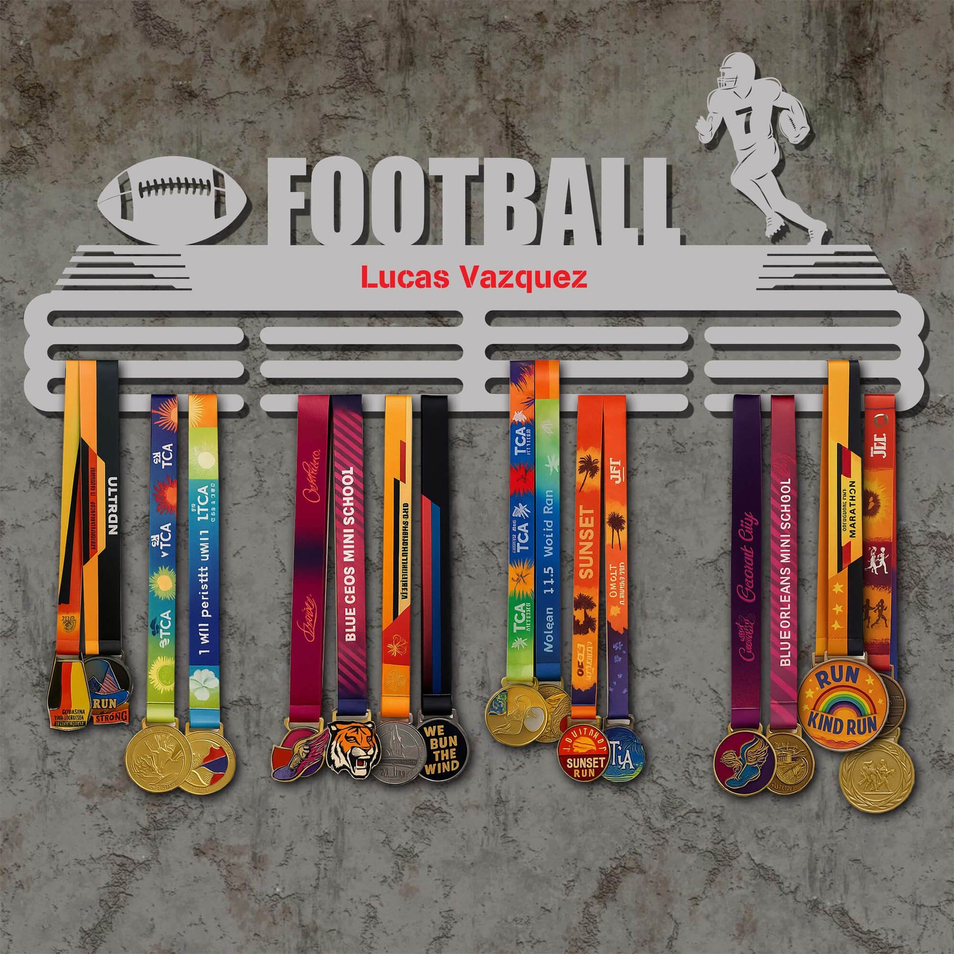 Metal Football Medal Holder – Metal Hanger for Football Awards – Stainless Steel Display Rack - Champion Hanger
