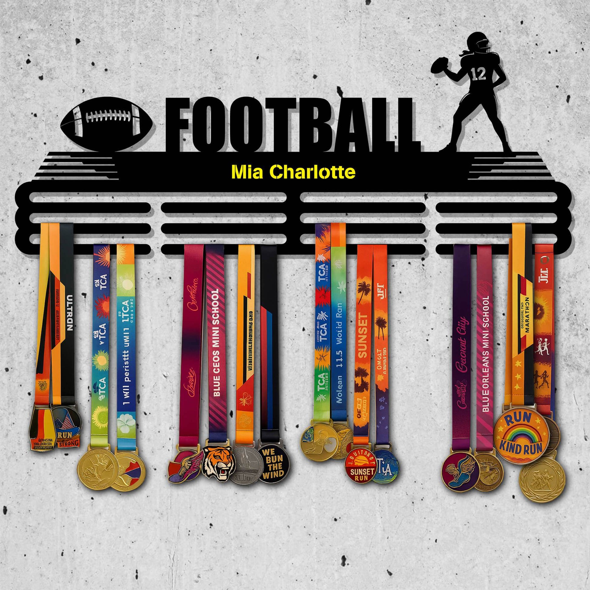 Metal Football Medal Holder – Metal Hanger for Football Awards – Stainless Steel Display Rack - Champion Hanger