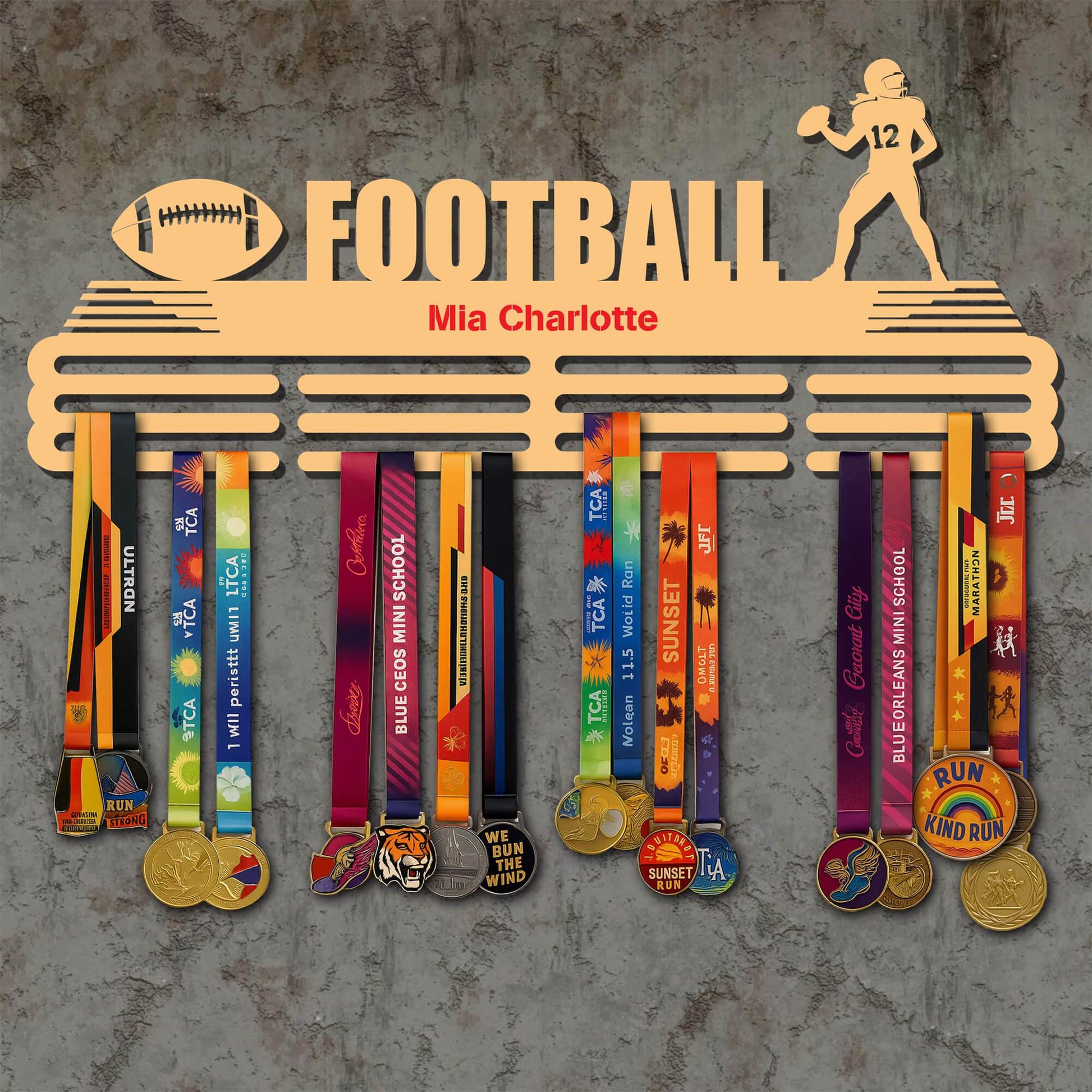 Metal Football Medal Holder – Metal Hanger for Football Awards – Stainless Steel Display Rack - Champion Hanger