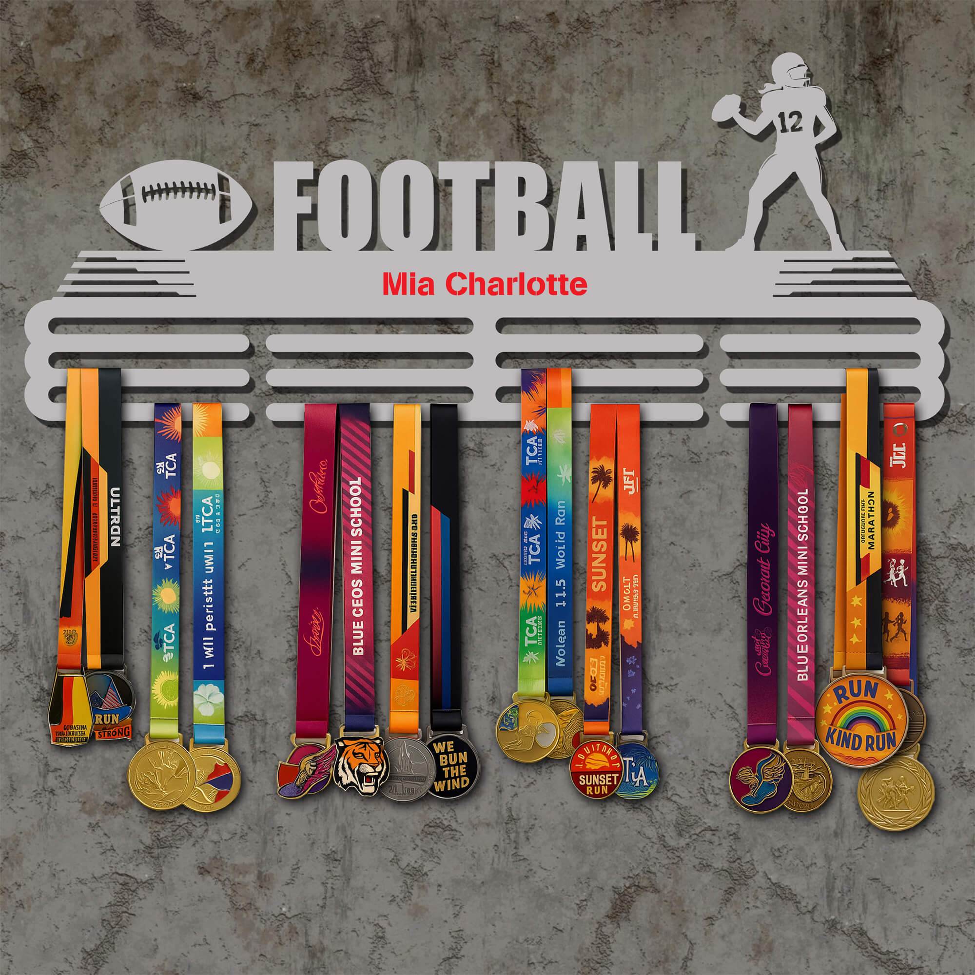 Metal Football Medal Holder – Metal Hanger for Football Awards – Stainless Steel Display Rack - Champion Hanger