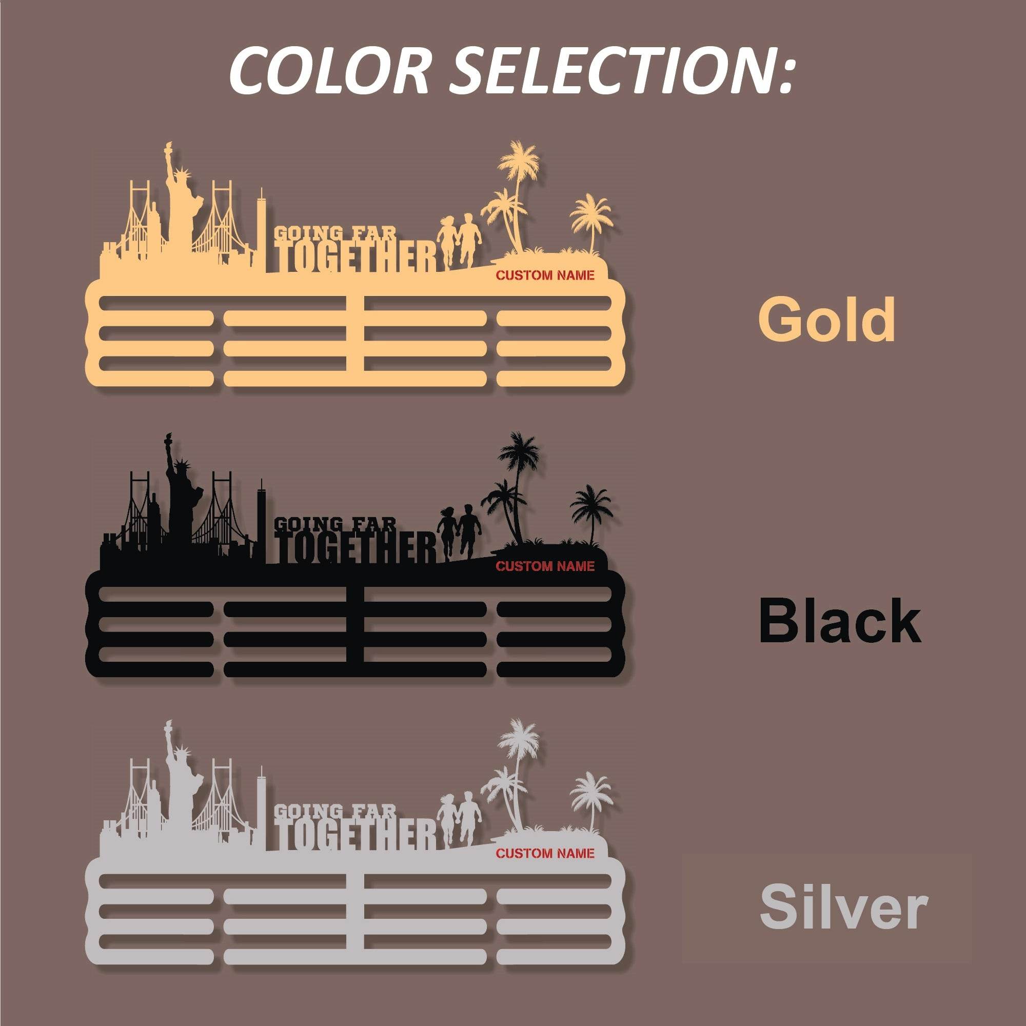 Going far together Custom Medal Hanger for Runners – Stainless Steel Display Rack - Champion Hanger