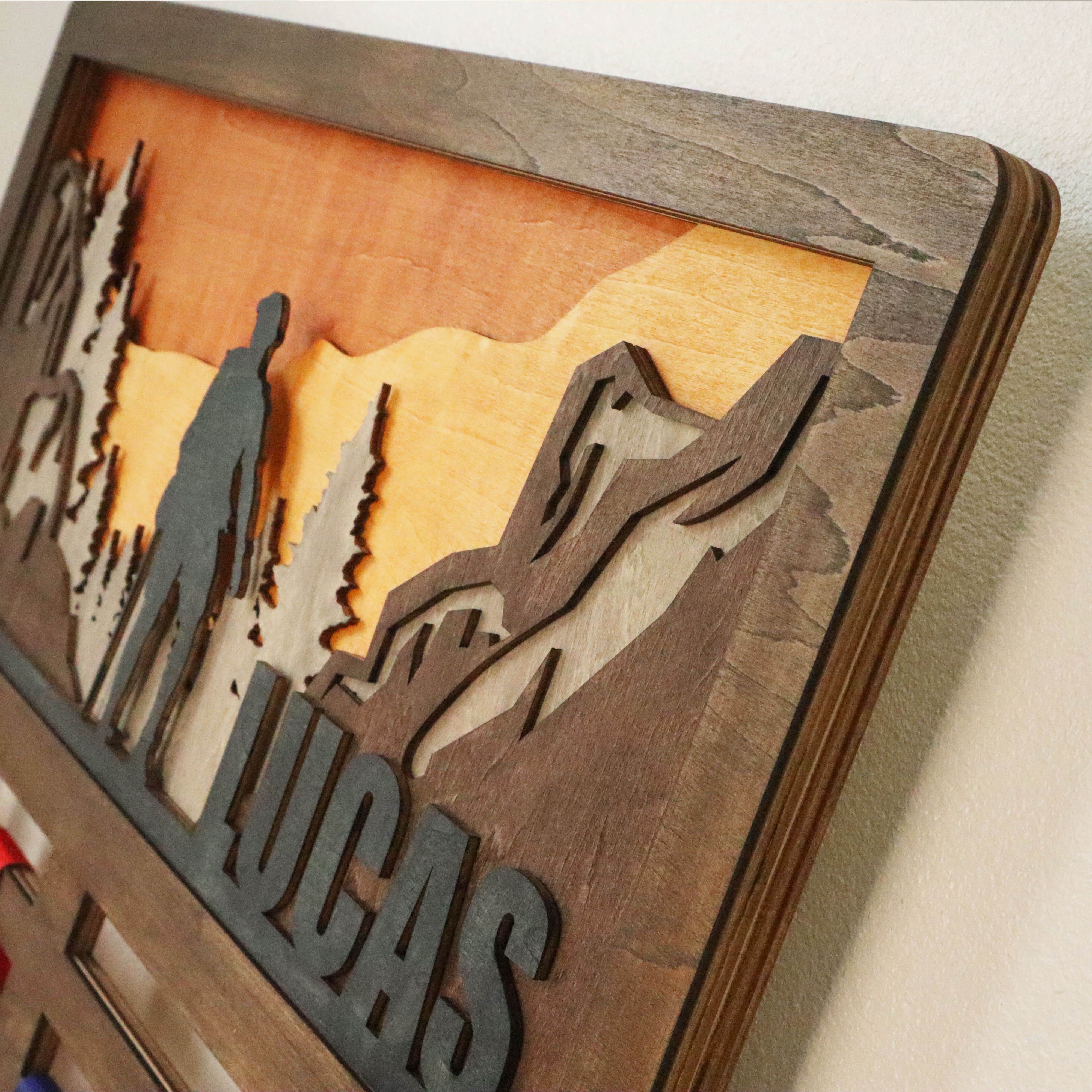 Hiking Medal Hanger – Personalized Wooden Wall Display Rack for Outdoor Adventure Achievements, ChampionHanger hiking gifts - Champion Hanger