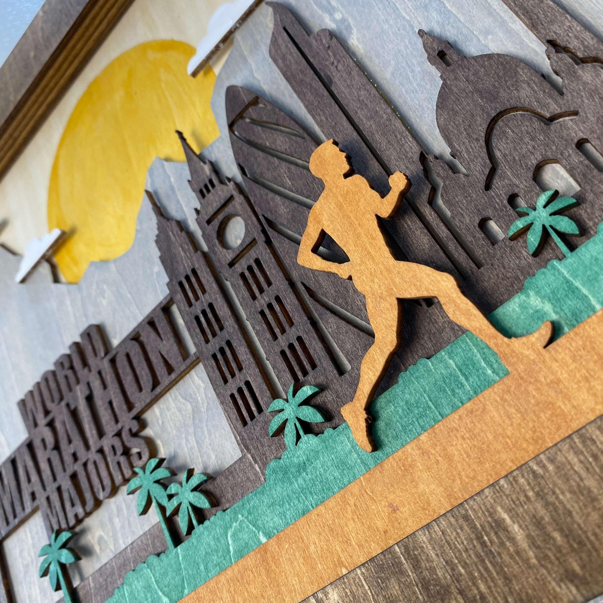 Wooden Running Medal Hanger – Personalized Marathon Holder for World Marathon Majors | Custom Name Gift for Runners by ChampionHanger - Champion Hanger