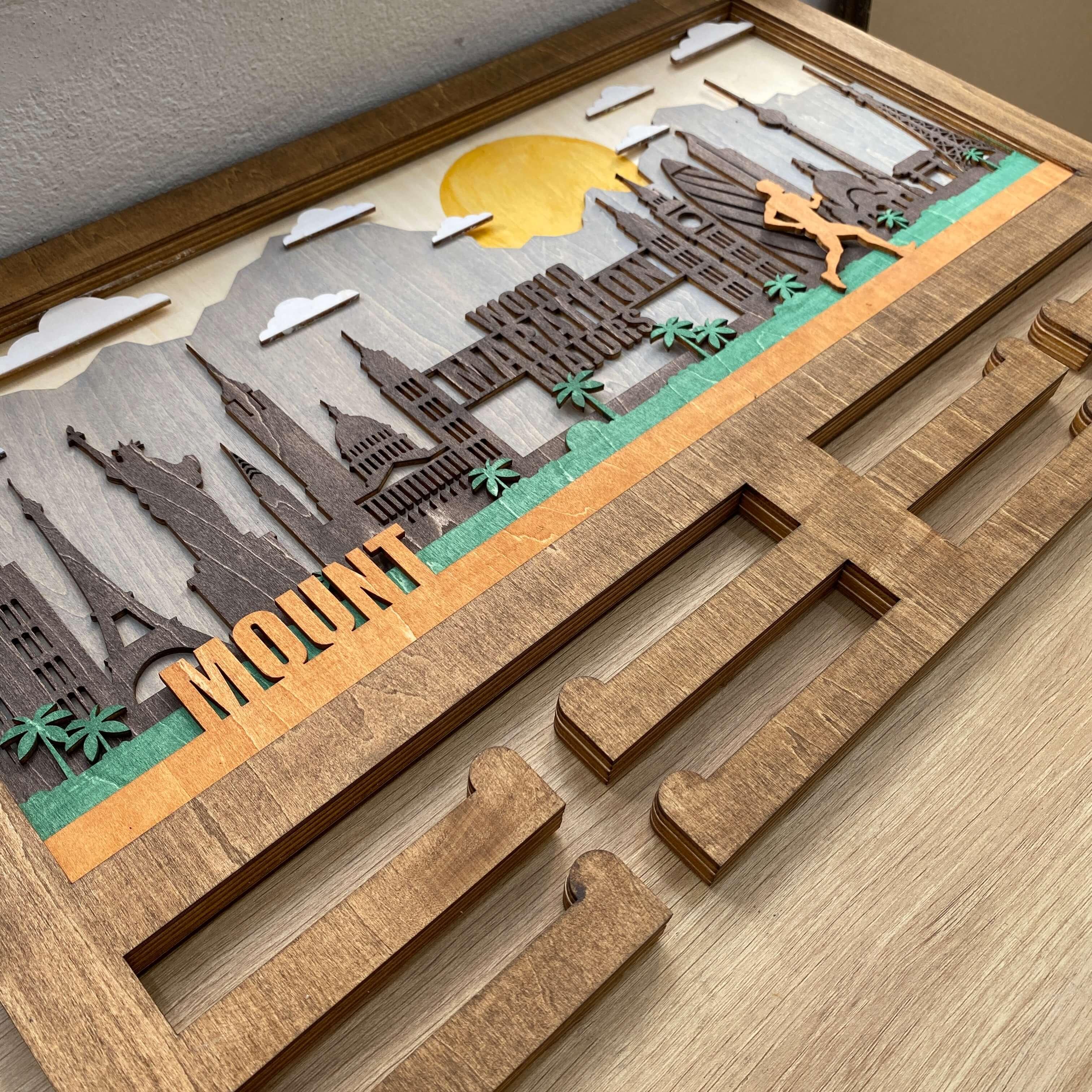 Wooden Running Medal Hanger – Personalized Marathon Holder for World Marathon Majors | Custom Name Gift for Runners by ChampionHanger - Champion Hanger