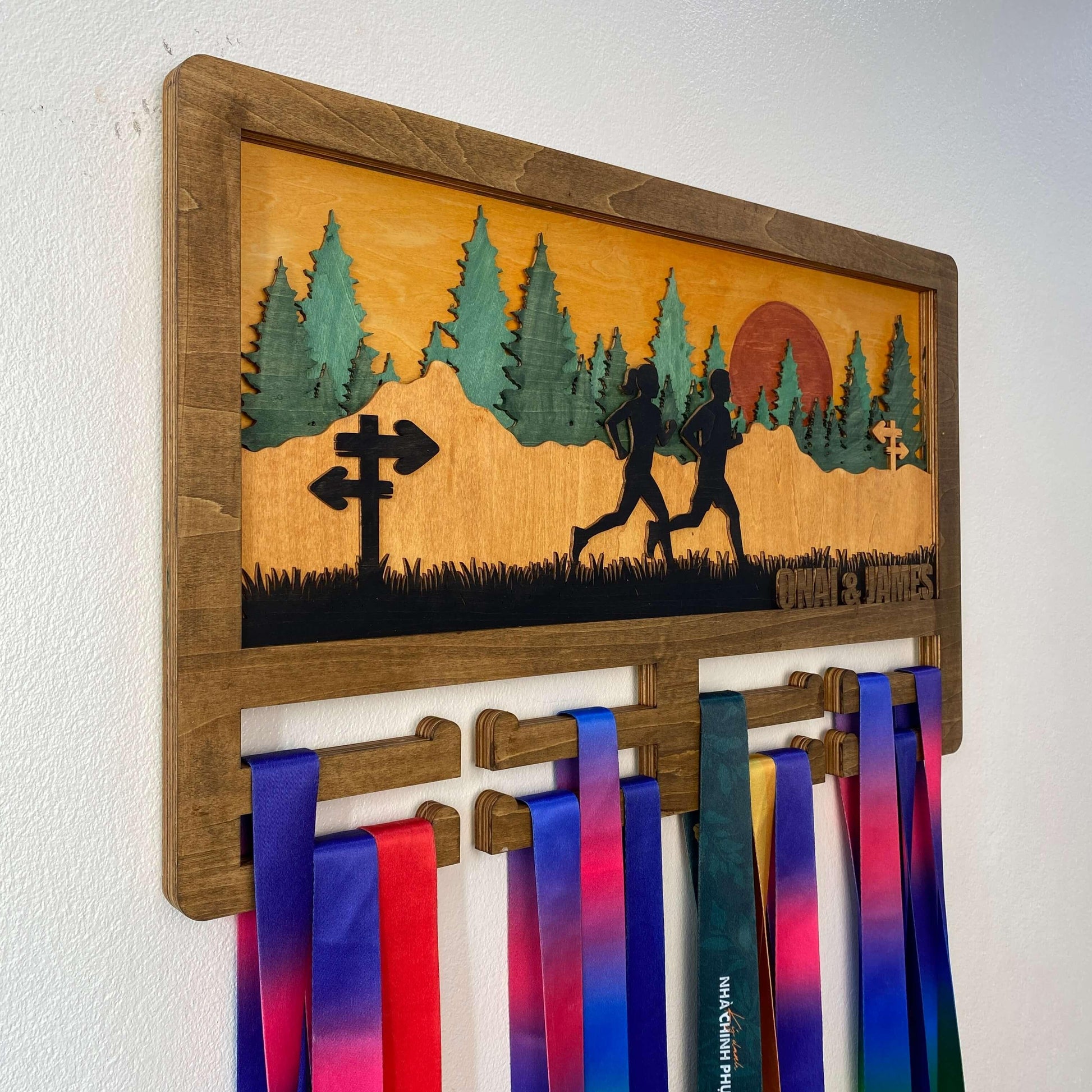 Custom Wooden Medal Hanger for Running, Cycling & Hiking | Personalized Medal Display | ChampionHanger - Champion Hanger