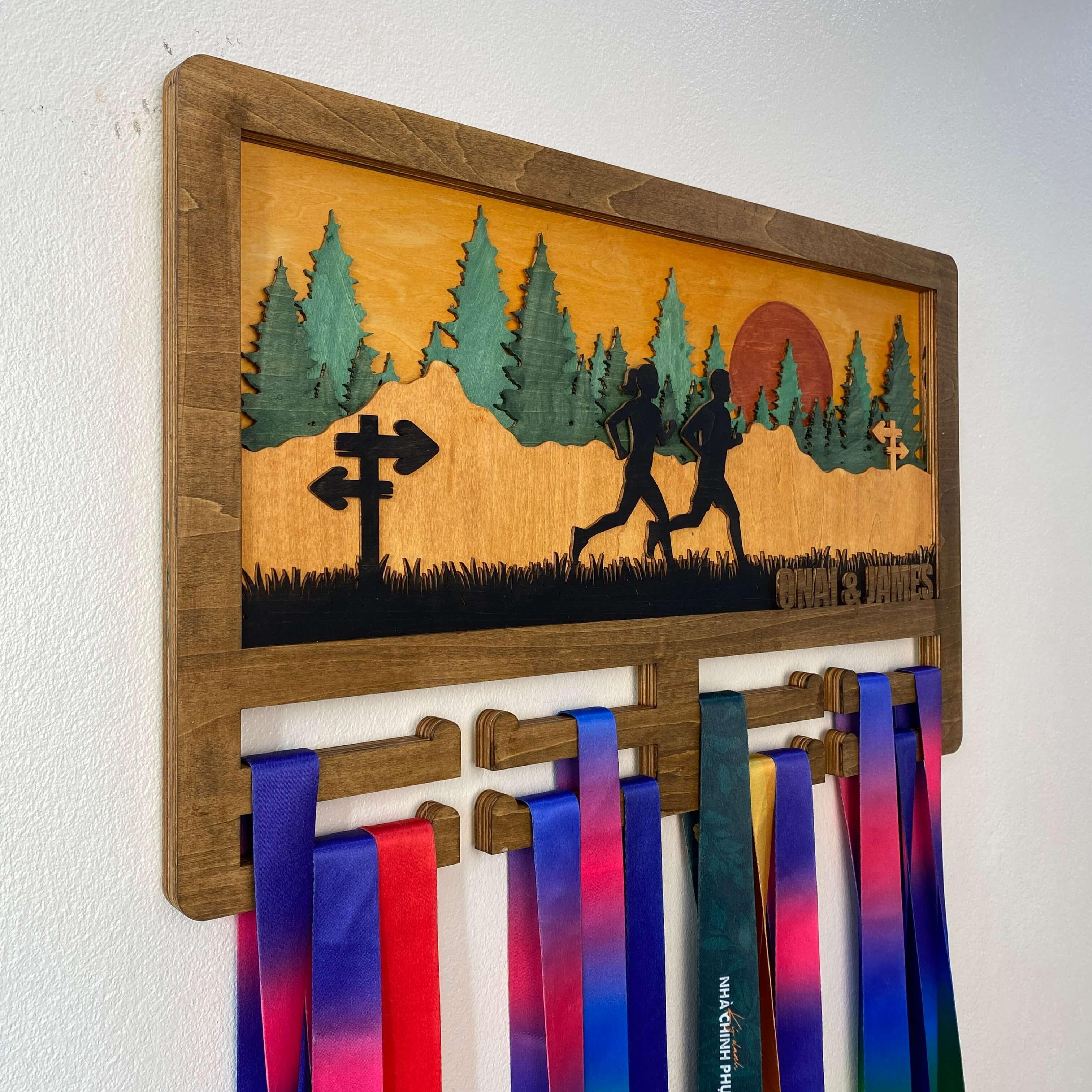 Custom Wooden Medal Hanger for Running, Cycling & Hiking | Personalized Medal Display | ChampionHanger - Champion Hanger