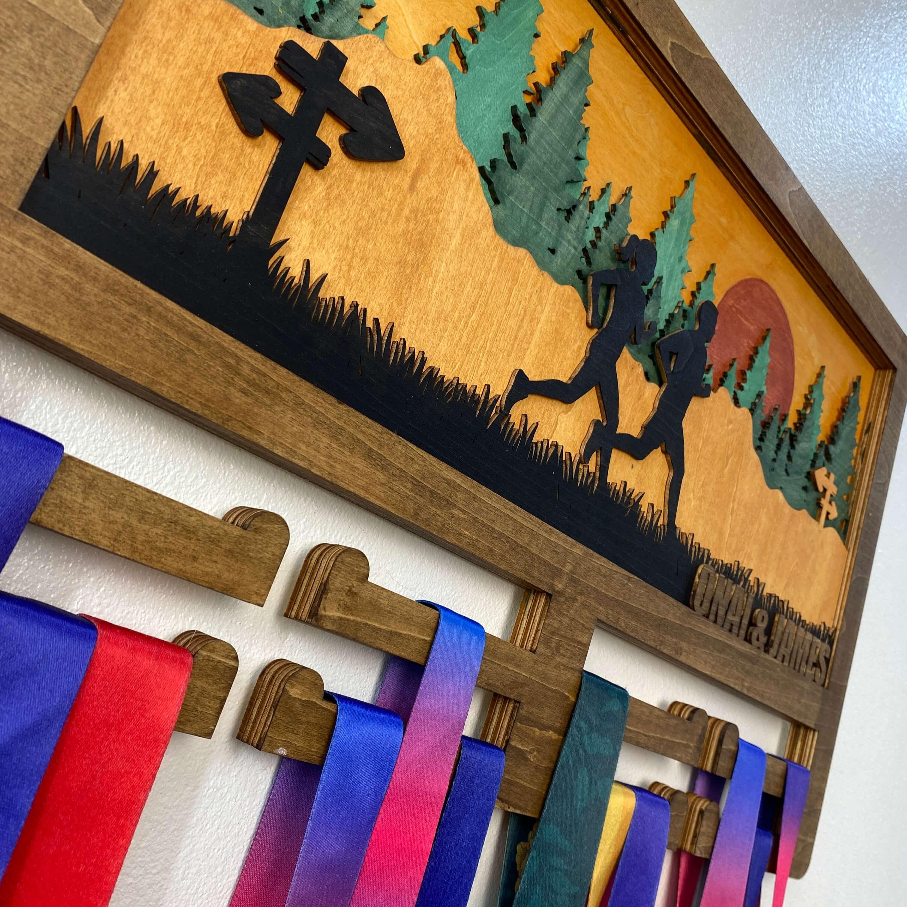 Custom Wooden Medal Hanger for Running, Cycling & Hiking | Personalized Medal Display | ChampionHanger - Champion Hanger