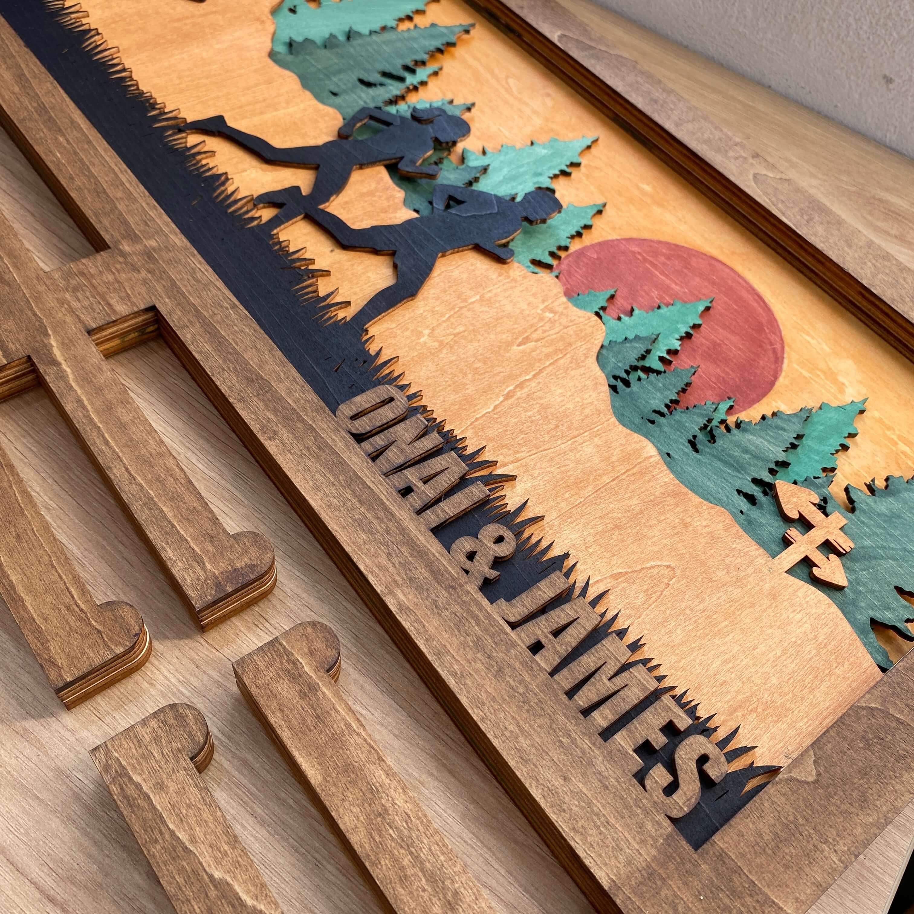 Custom Wooden Medal Hanger for Running, Cycling & Hiking | Personalized Medal Display | ChampionHanger - Champion Hanger