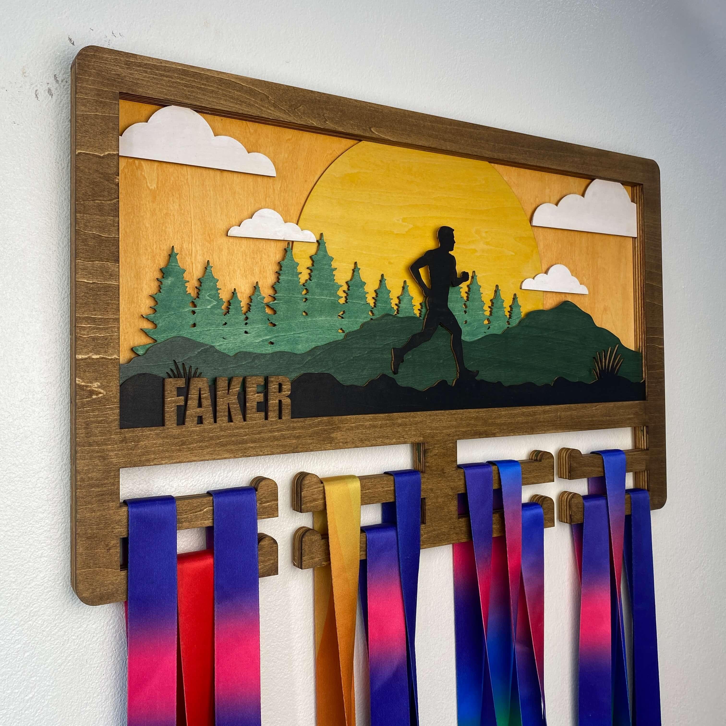 Personalized Wooden Medal Hanger for Running, Cycling & Hiking – Custom Name Display | ChampionHanger - Champion Hanger