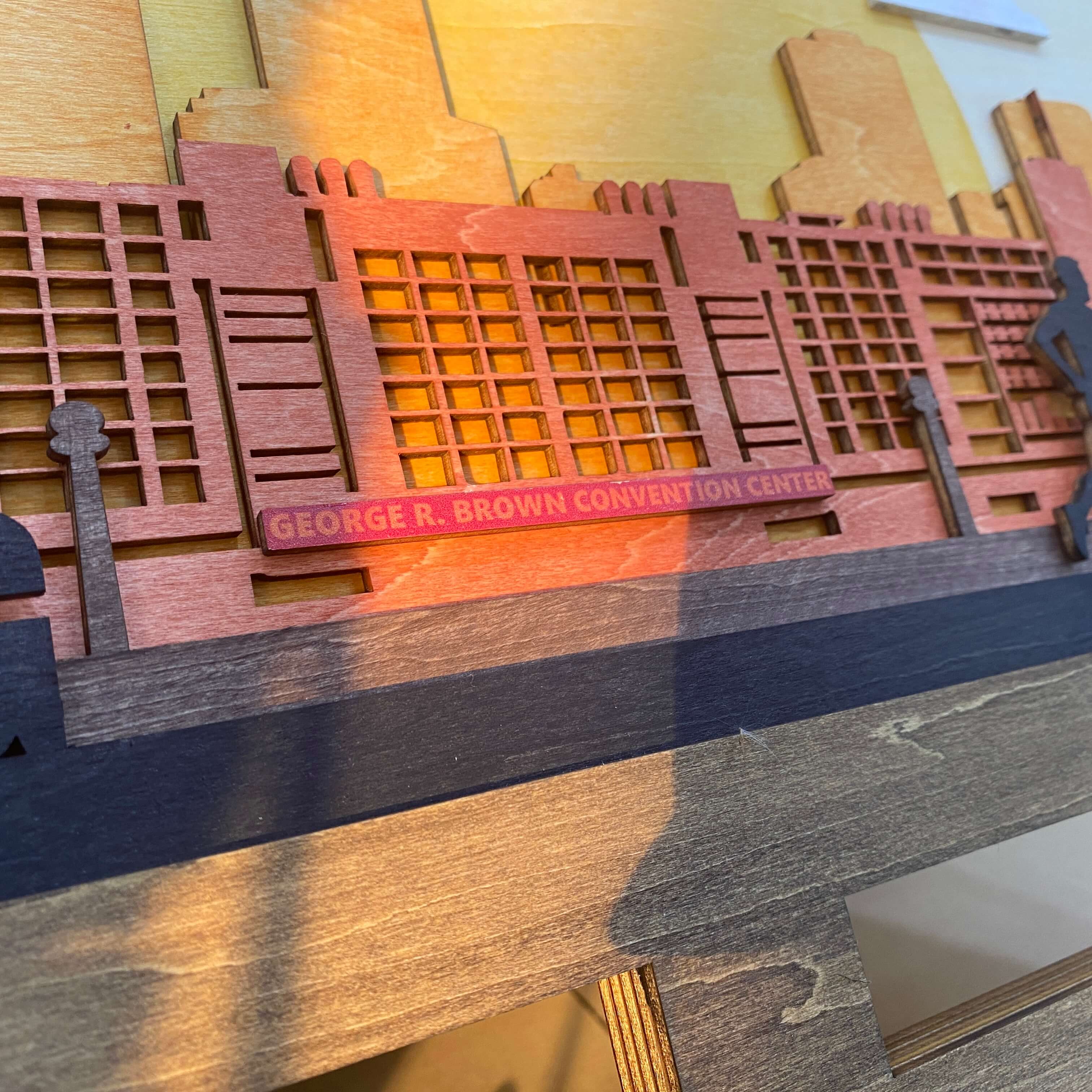 Personalized Wooden Medal Hanger with Houston Texas City Background – Custom Name Running Medal Holder | Championhanger