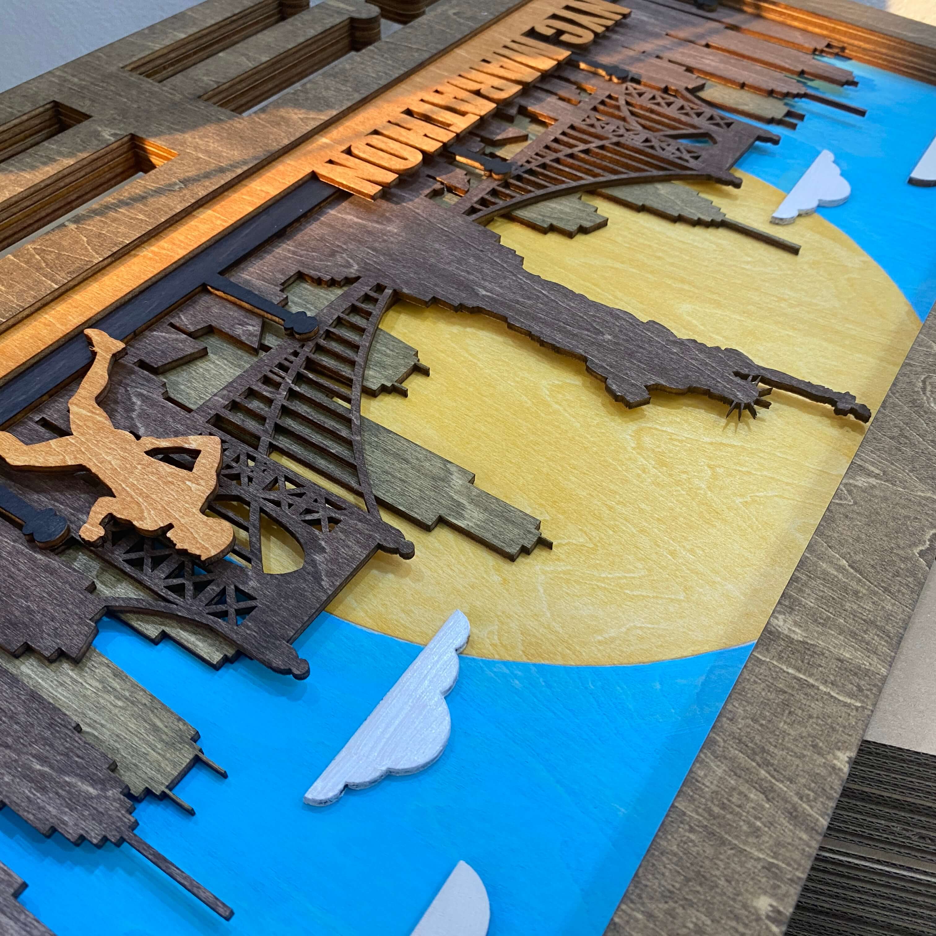 Personalized Wooden Running Medal Hanger – New York City Design with Custom Name | Championhanger