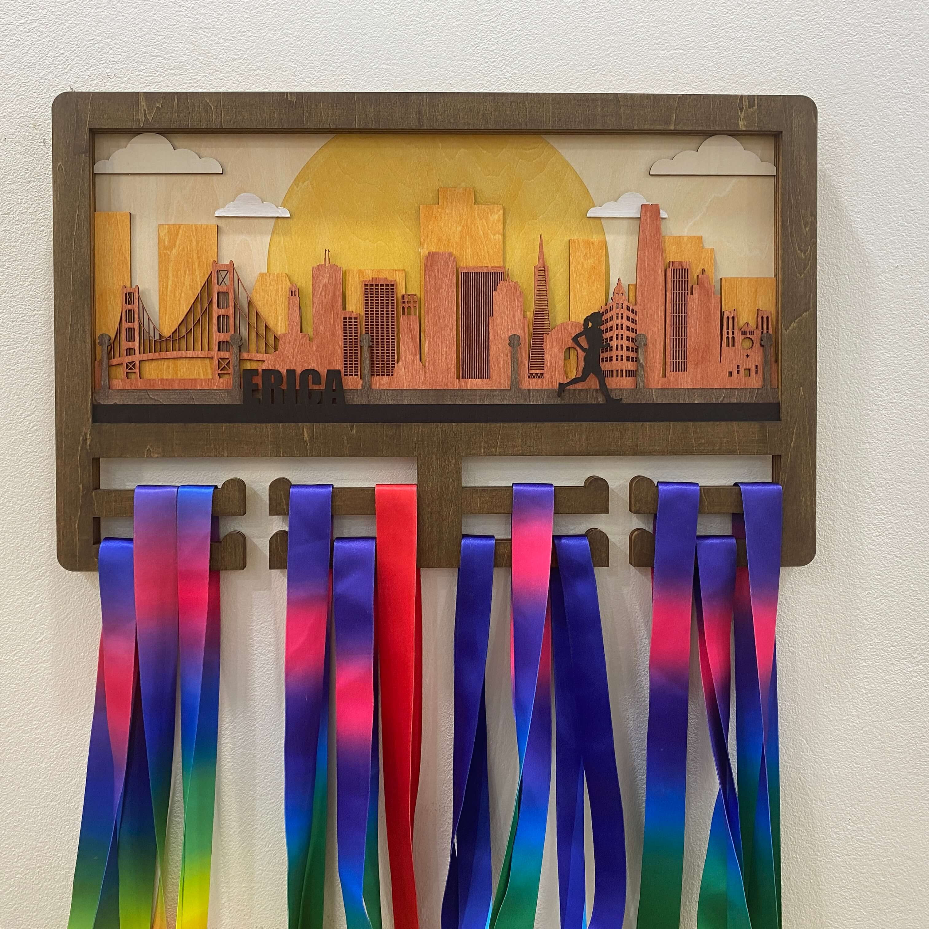 Personalized Wooden Medal Hanger – San Francisco City Design | Custom Running Medal Holder | Championhanger