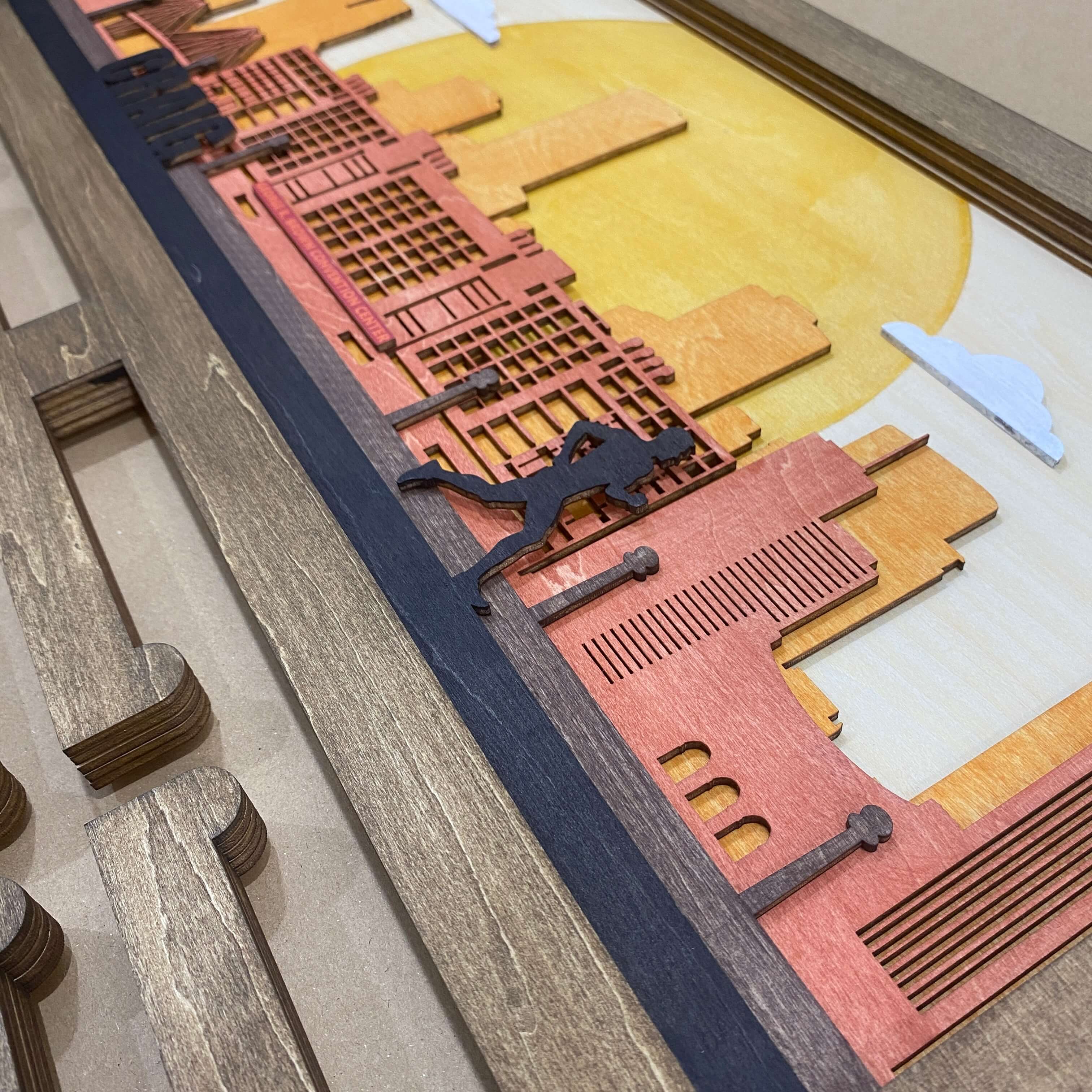 Personalized Wooden Medal Hanger with Houston Texas City Background – Custom Name Running Medal Holder | Championhanger