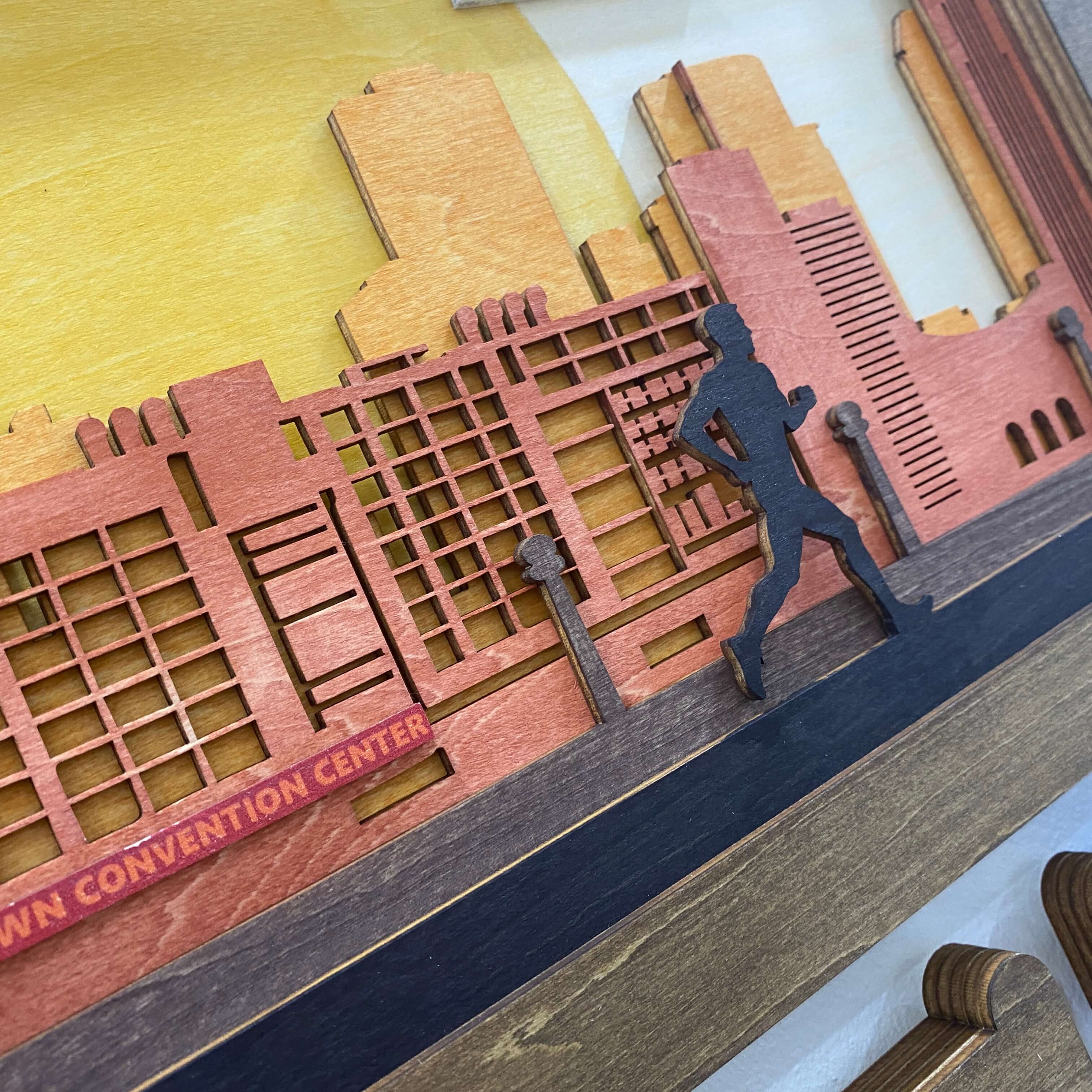 Personalized Wooden Medal Hanger with Houston Texas City Background – Custom Name Running Medal Holder | Championhanger