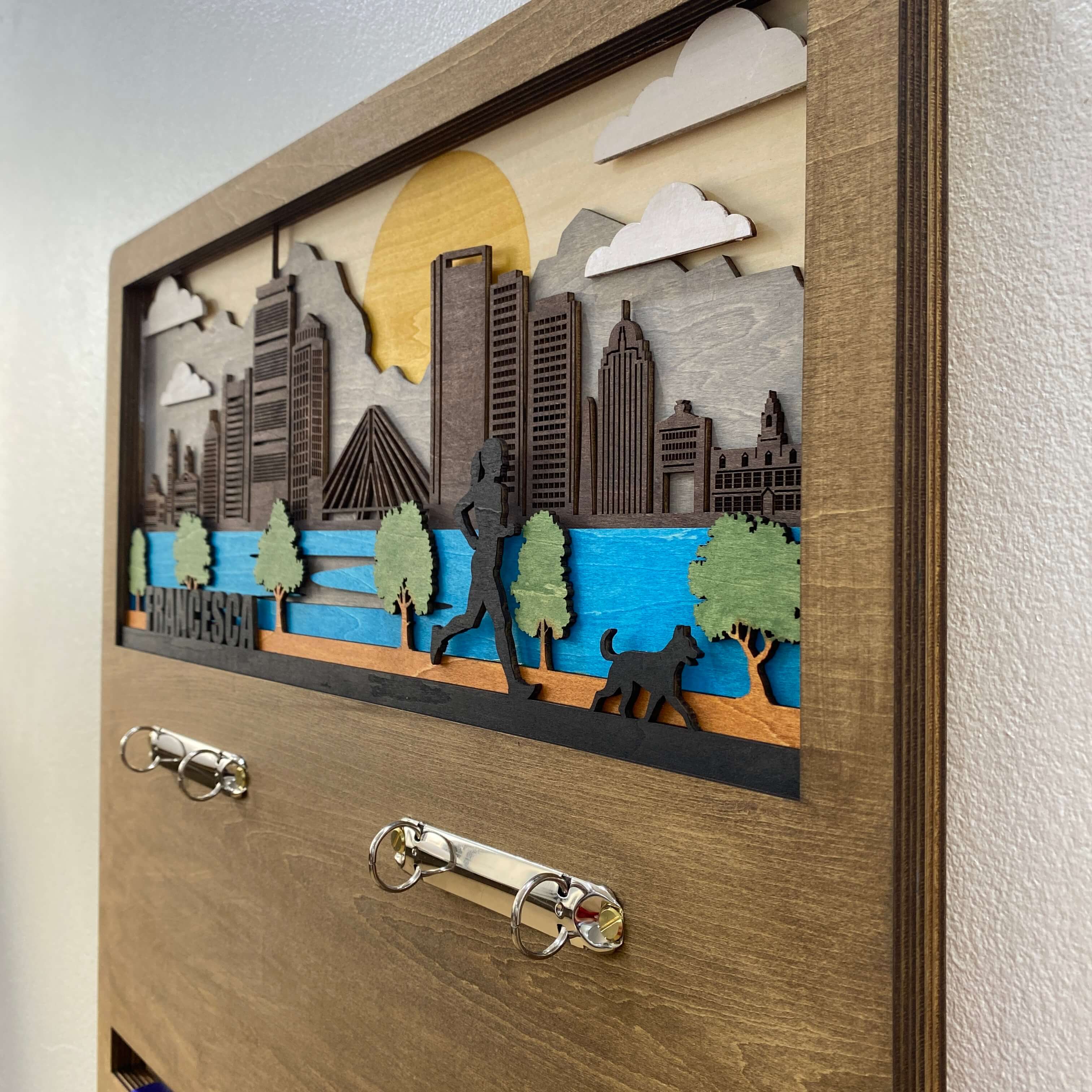 Personalized Wooden Medal Hanger – Boston Marathon City Design, Custom Name Running Medal Display | Championhanger
