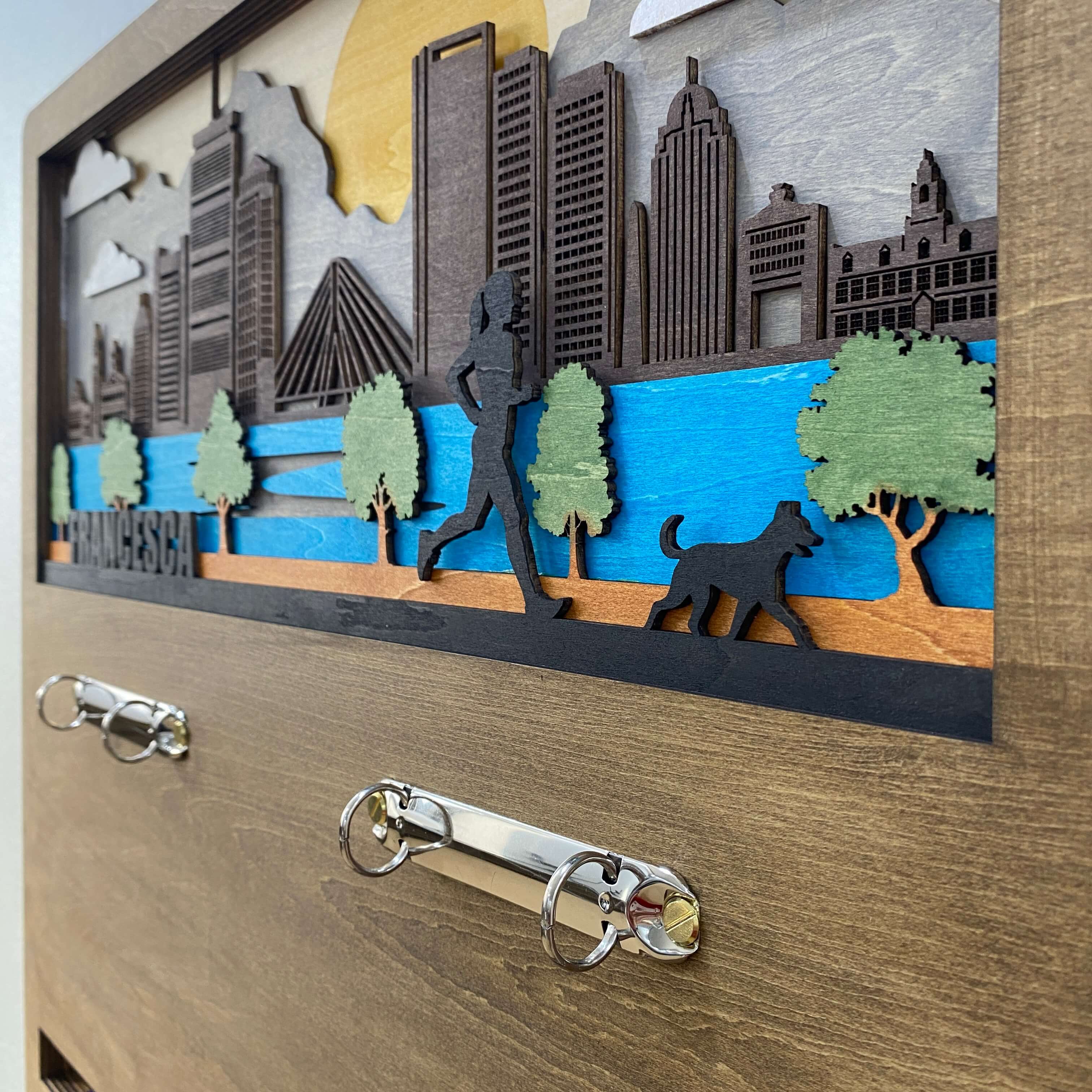 Personalized Wooden Medal Hanger – Boston Marathon City Design, Custom Name Running Medal Display | Championhanger