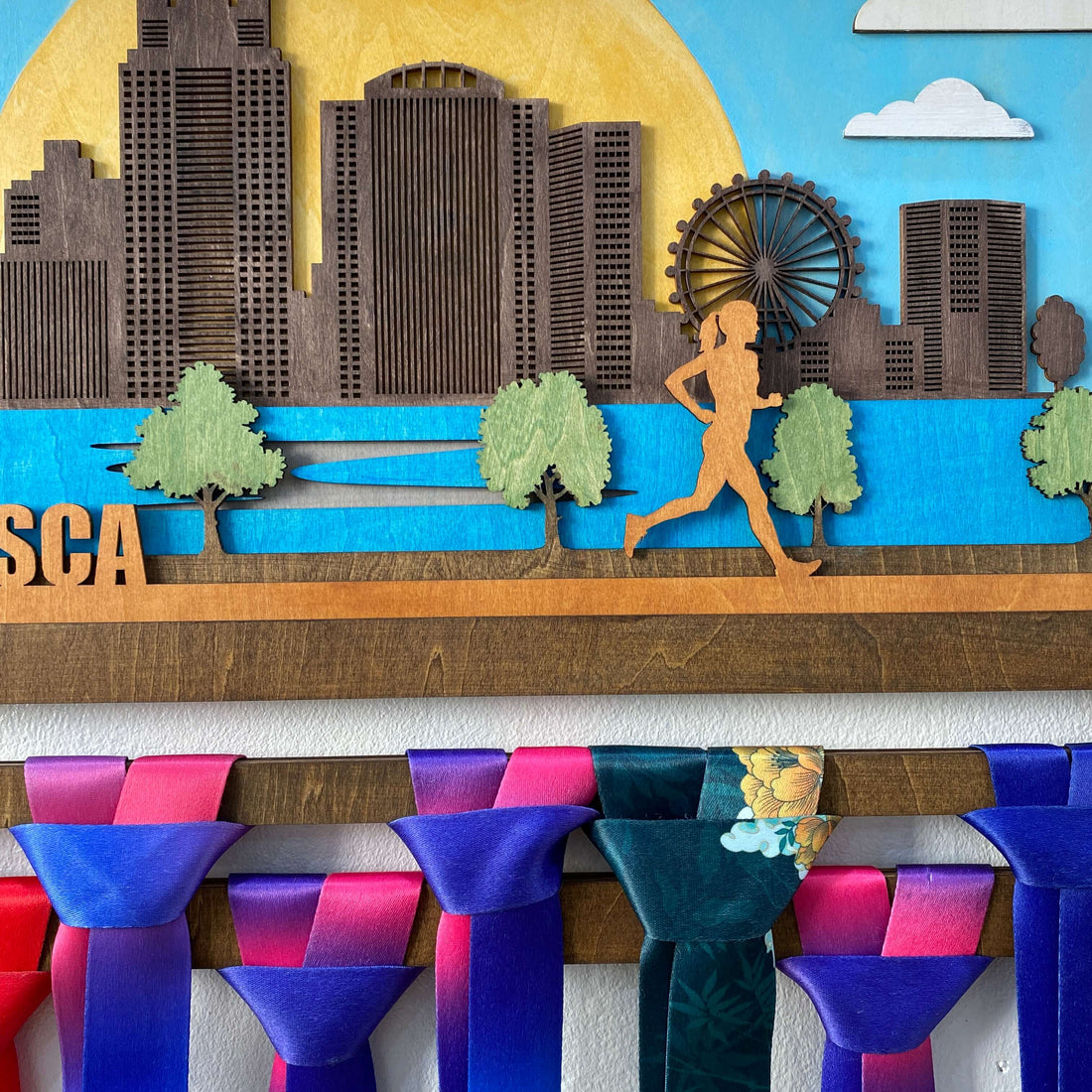 Personalized Wooden Running Medal Hanger – Orlando Florida City Design | Custom Name Gift for Runners | Championhanger