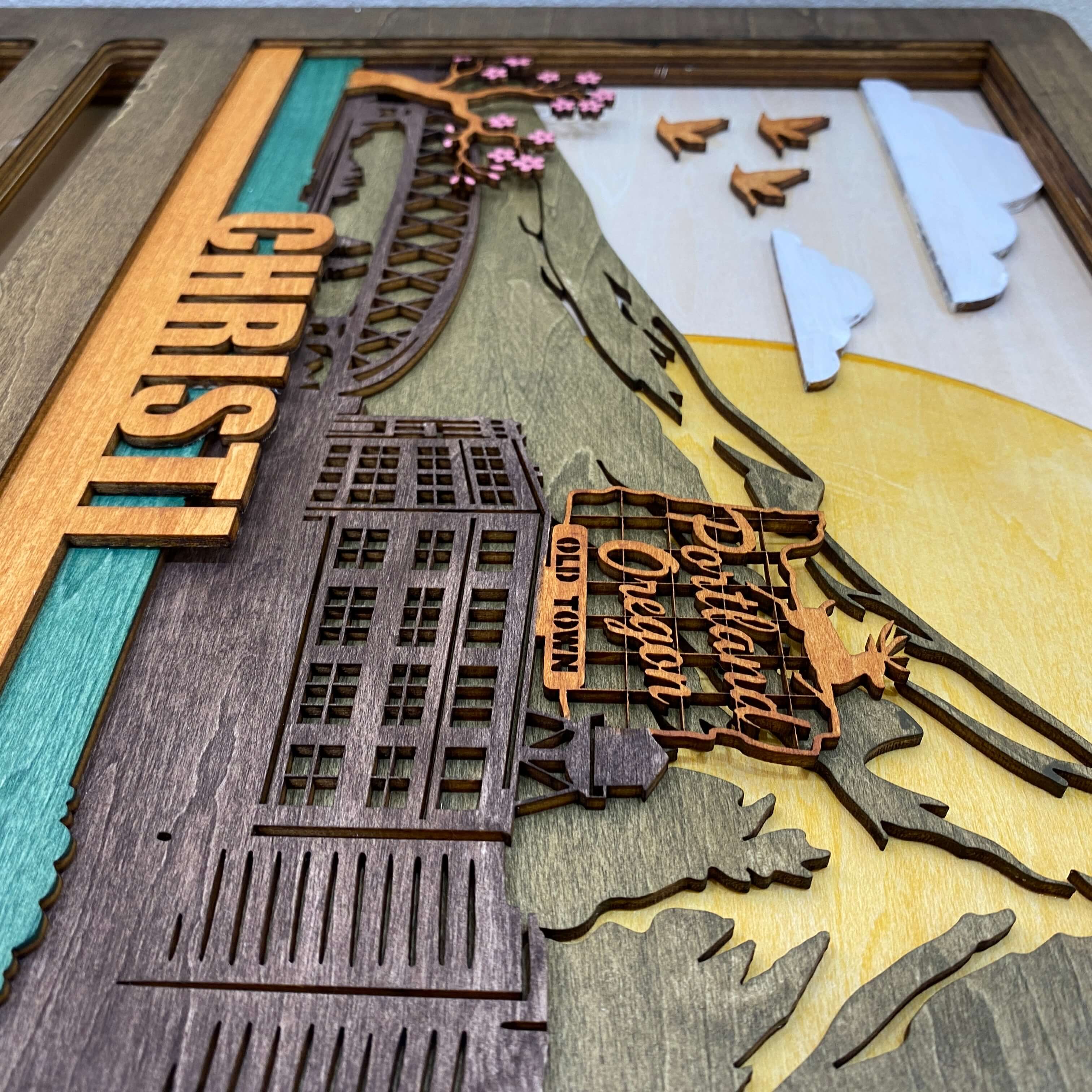 Personalized Wooden Medal Hanger – Portland Oregon City Design | Custom Name Running Medal Holder | Championhanger