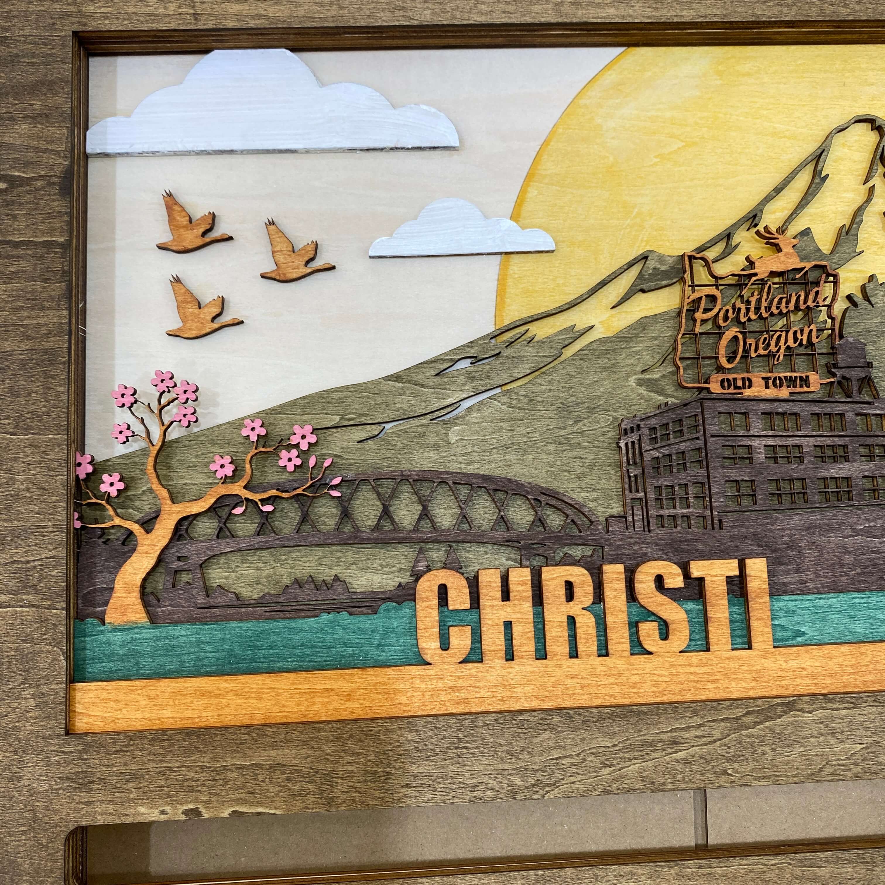 Personalized Wooden Medal Hanger – Portland Oregon City Design | Custom Name Running Medal Holder | Championhanger