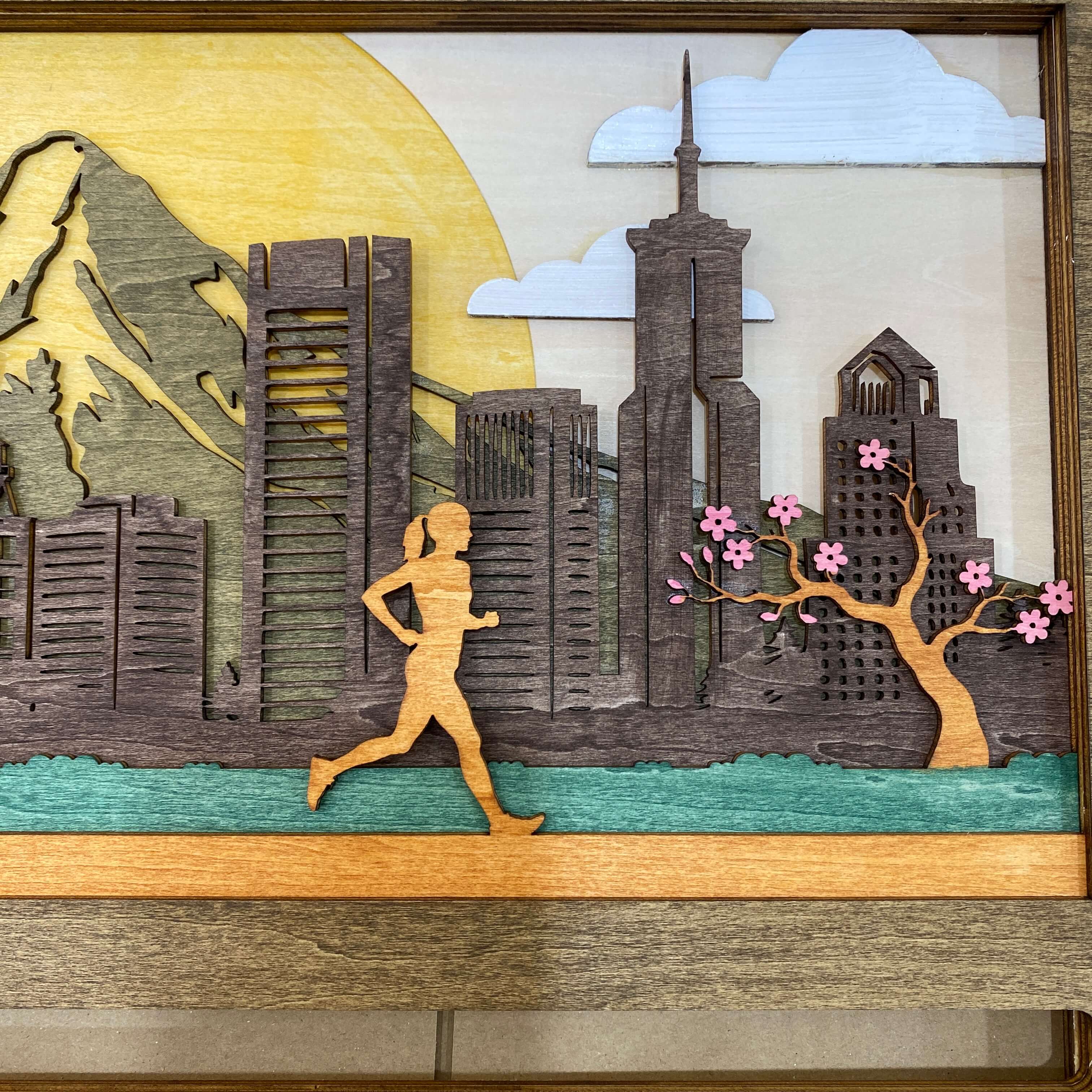 Personalized Wooden Medal Hanger – Portland Oregon City Design | Custom Name Running Medal Holder | Championhanger