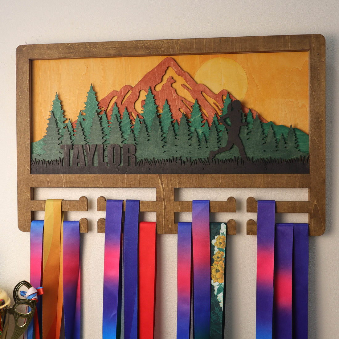 Personalized Mountain Runner Medal Holder – ChampionHanger running gifts - Champion Hanger