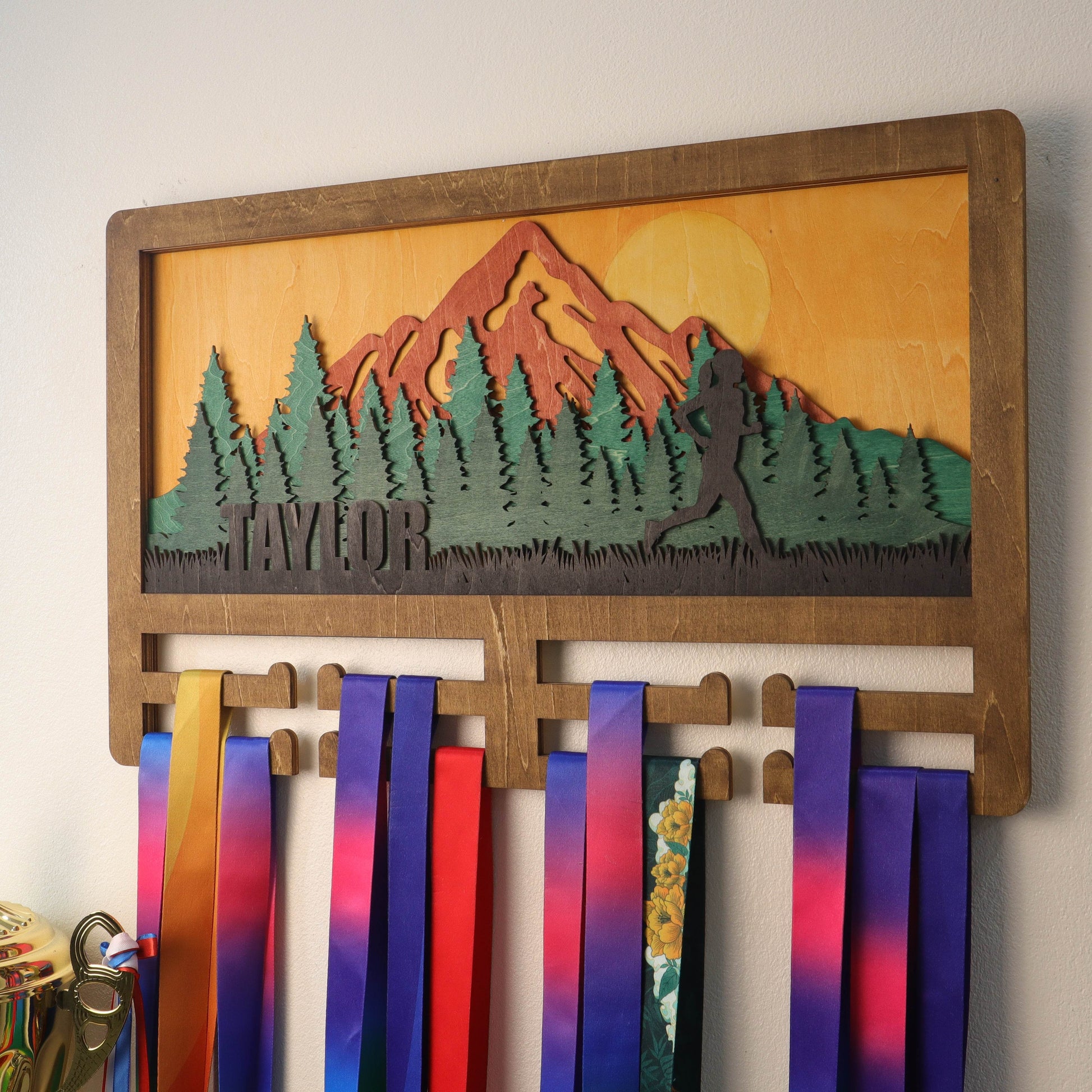Personalized Mountain Runner Medal Holder – ChampionHanger running gifts - Champion Hanger