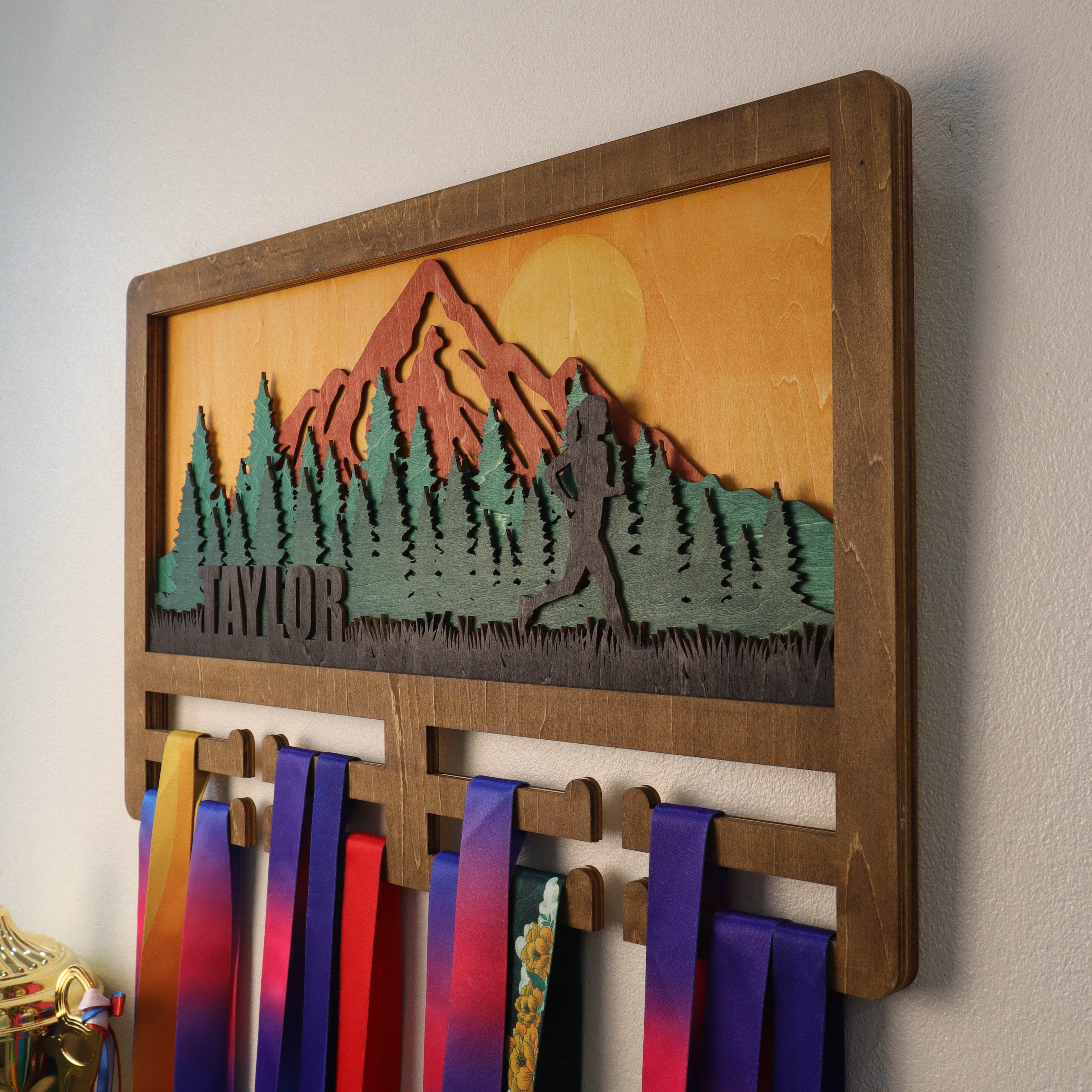 Personalized Mountain Runner Medal Holder – ChampionHanger running gifts - Champion Hanger