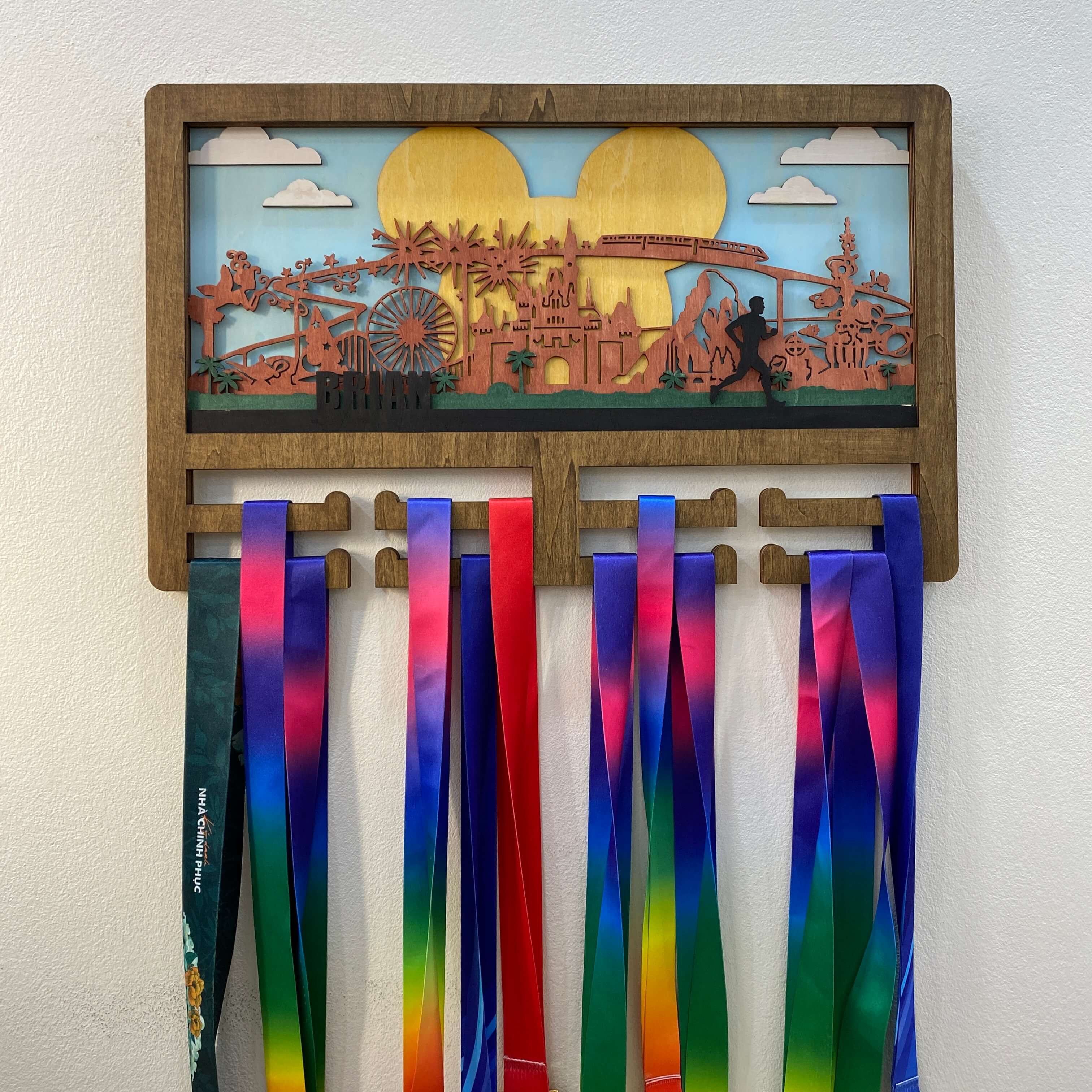 Personalized Wooden Marathon Medal Hanger – “Every Mile Is Magic” Fairy Park Inspired Design | Championhanger