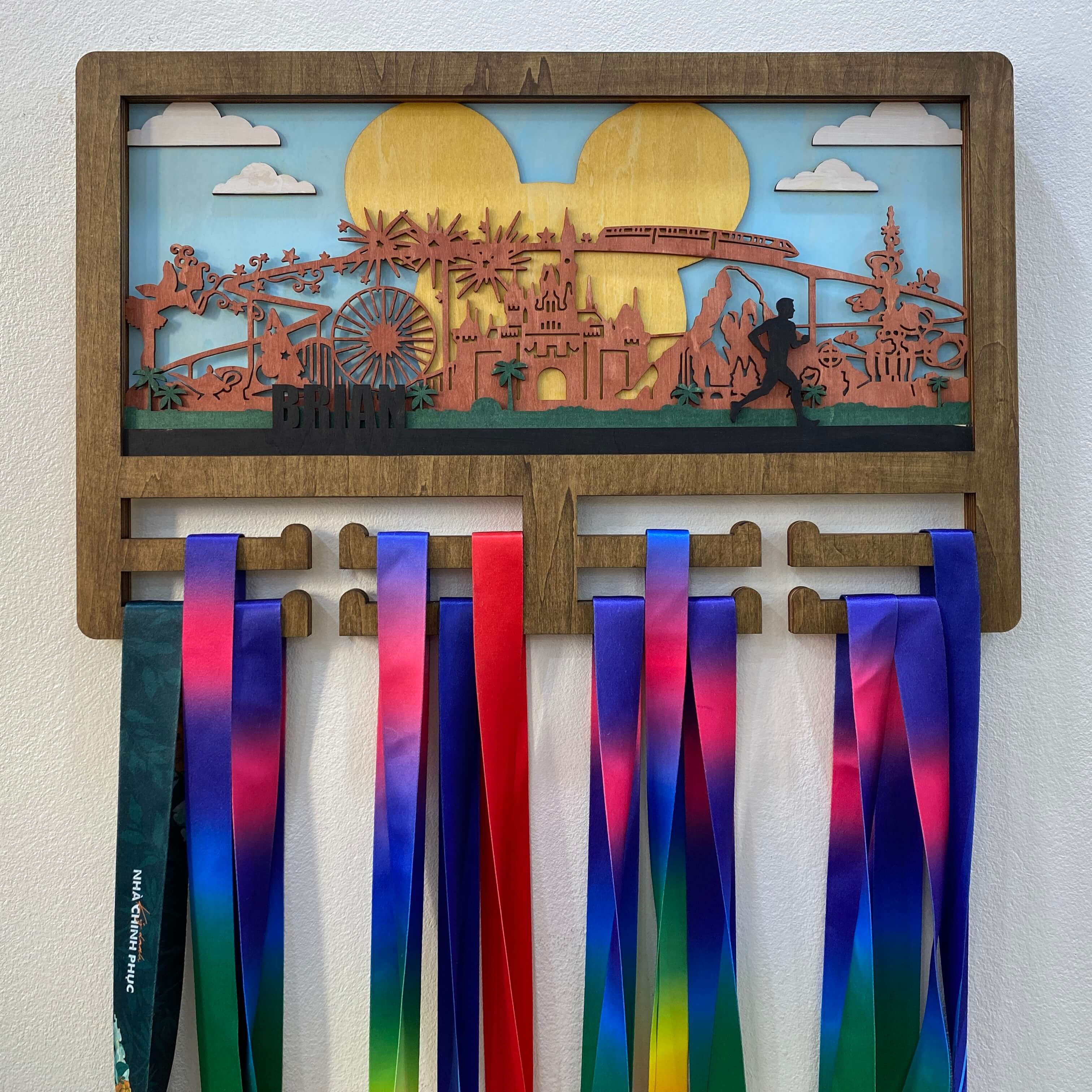 Personalized Wooden Marathon Medal Hanger – “Every Mile Is Magic” Fairy Park Inspired Design | Championhanger