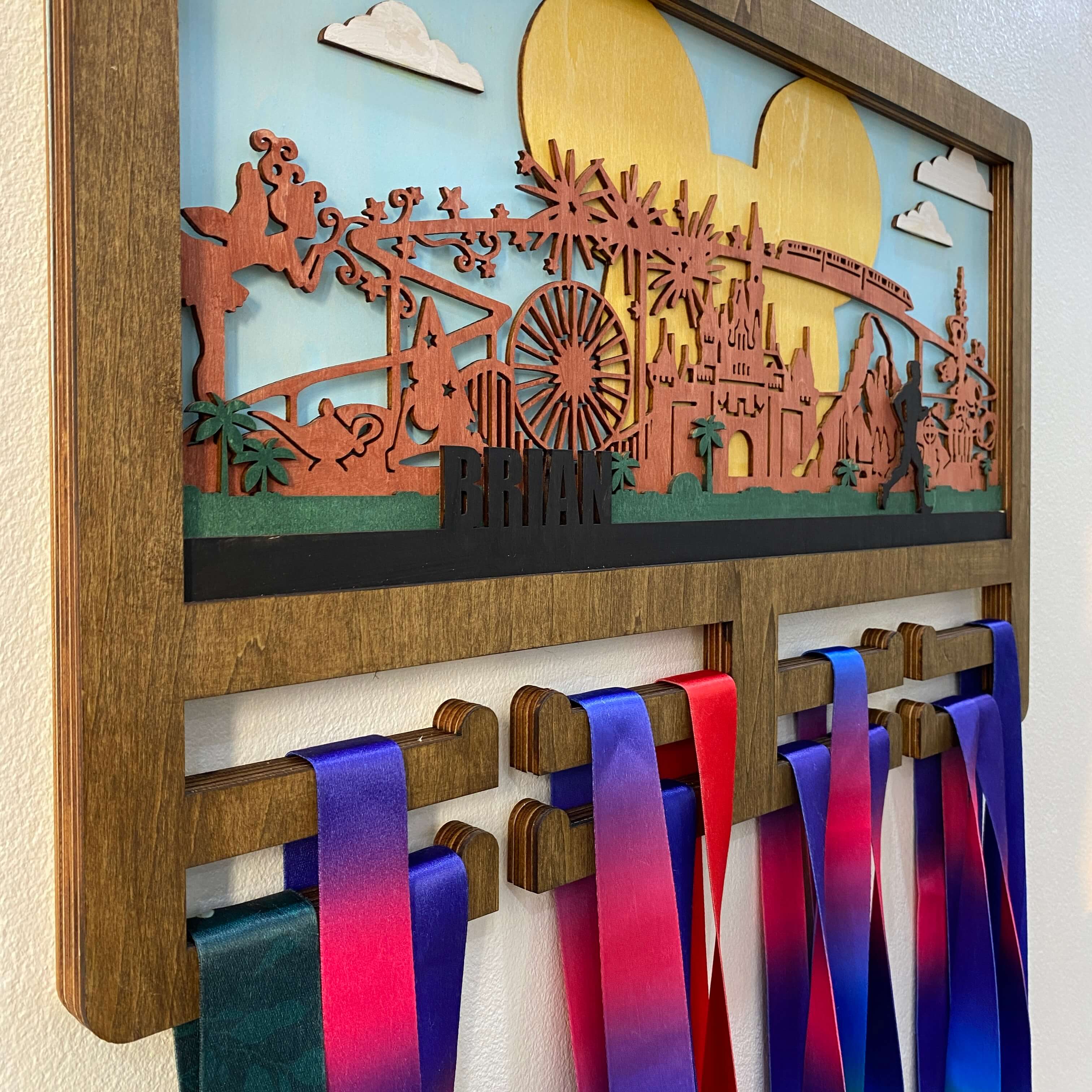 Personalized Wooden Marathon Medal Hanger – “Every Mile Is Magic” Fairy Park Inspired Design | Championhanger