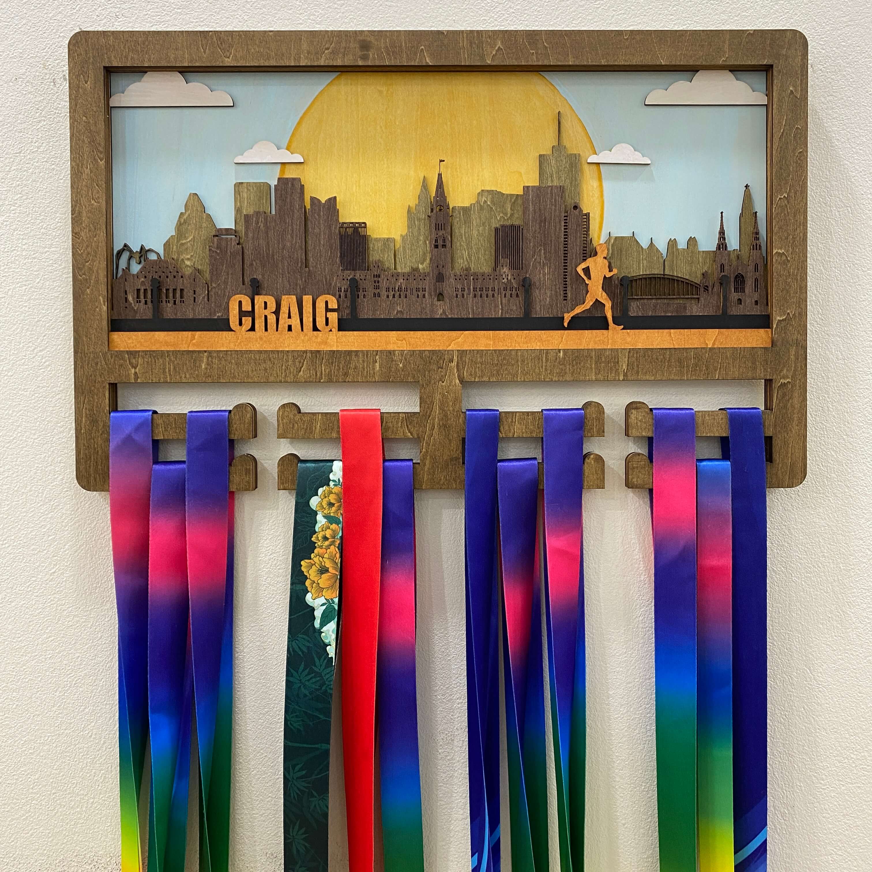 Personalized Wooden Medal Hanger – Running & Cycling | Ottawa City Design | Custom Name Medal Display by Championhanger