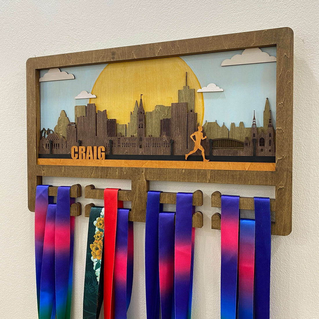 Personalized Wooden Medal Hanger – Running & Cycling | Ottawa City Design | Custom Name Medal Display by Championhanger