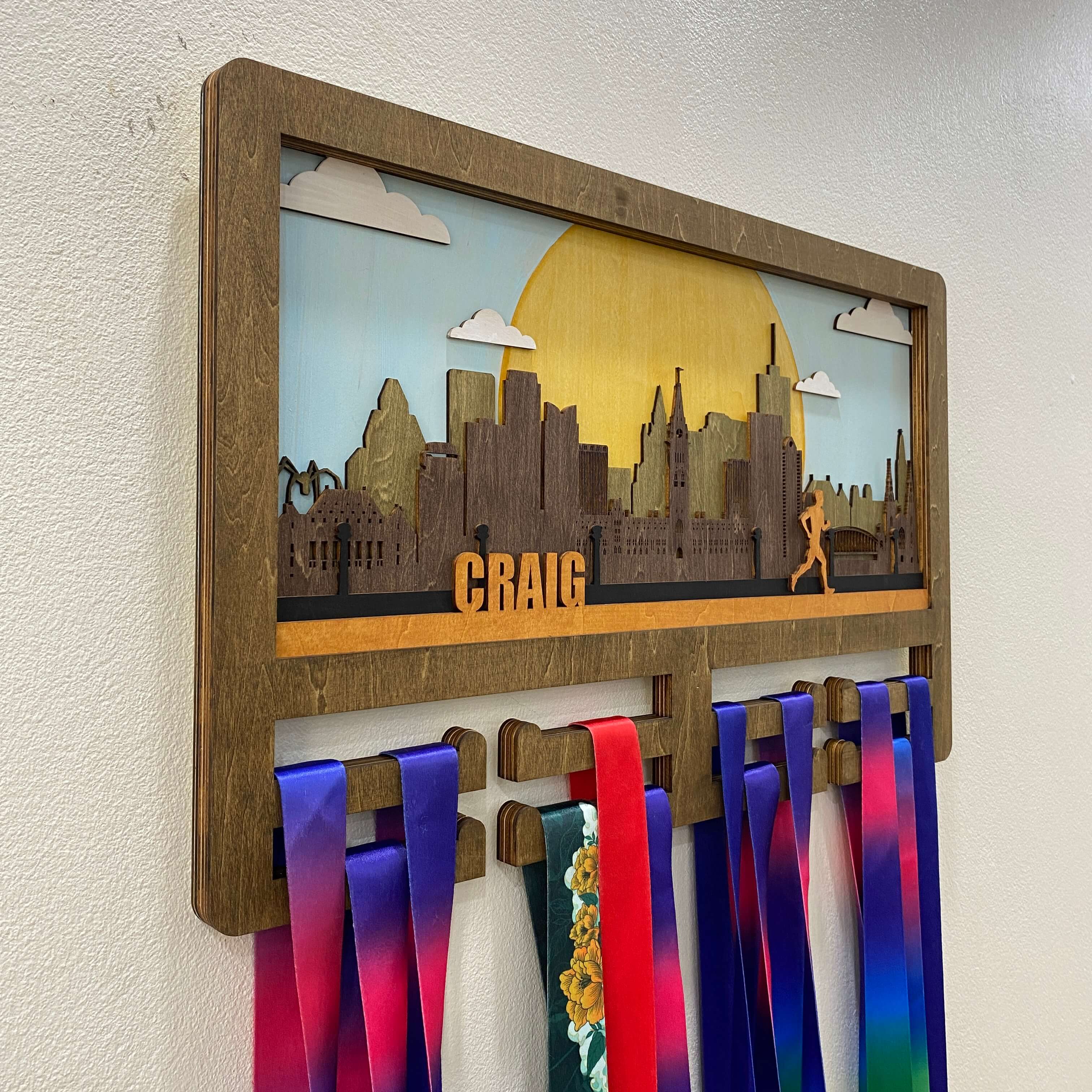 Personalized Wooden Medal Hanger – Running & Cycling | Ottawa City Design | Custom Name Medal Display by Championhanger