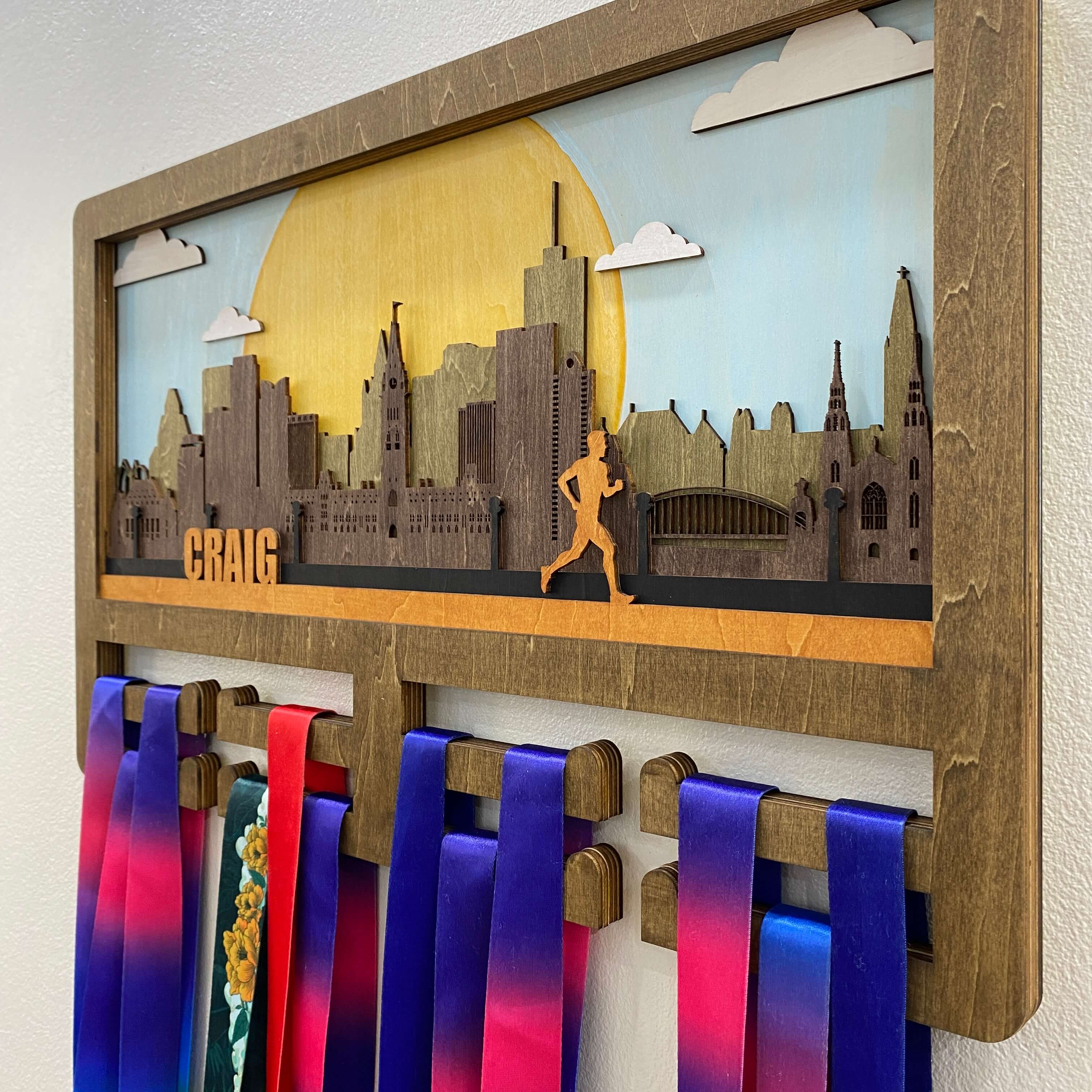 Personalized Wooden Medal Hanger – Running & Cycling | Ottawa City Design | Custom Name Medal Display by Championhanger